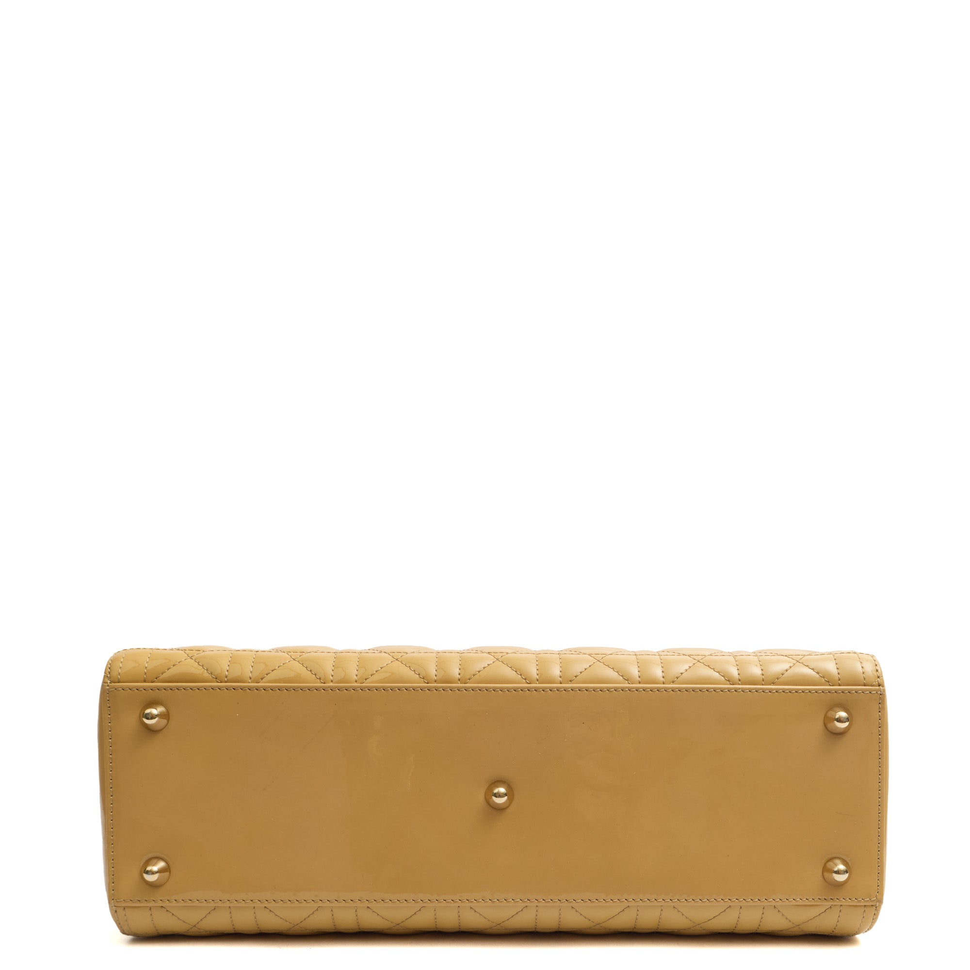 Christian Dior Tote Lady Dior - Large in Neutral, Patent Leather — Top View