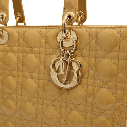 Christian Dior Tote Lady Dior - Large in Neutral, Patent Leather — Lifestyle View