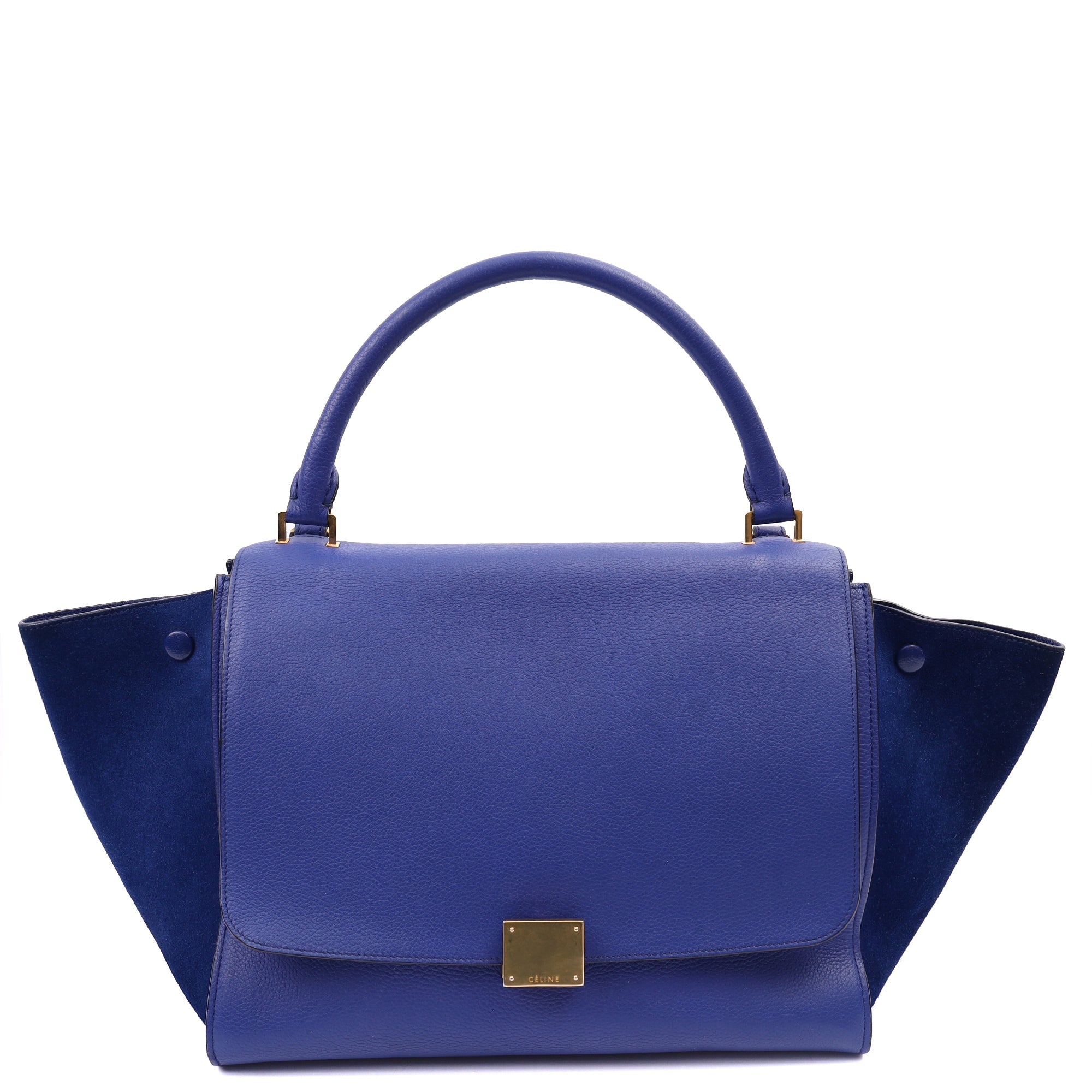 Celine Cross Body Trapeze - Small in Blue, Leather — Front View