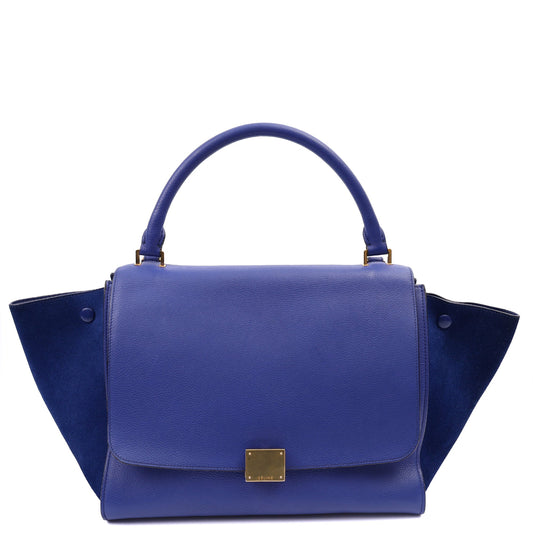 Celine Cross Body Trapeze - Small in Blue, Leather — Front View