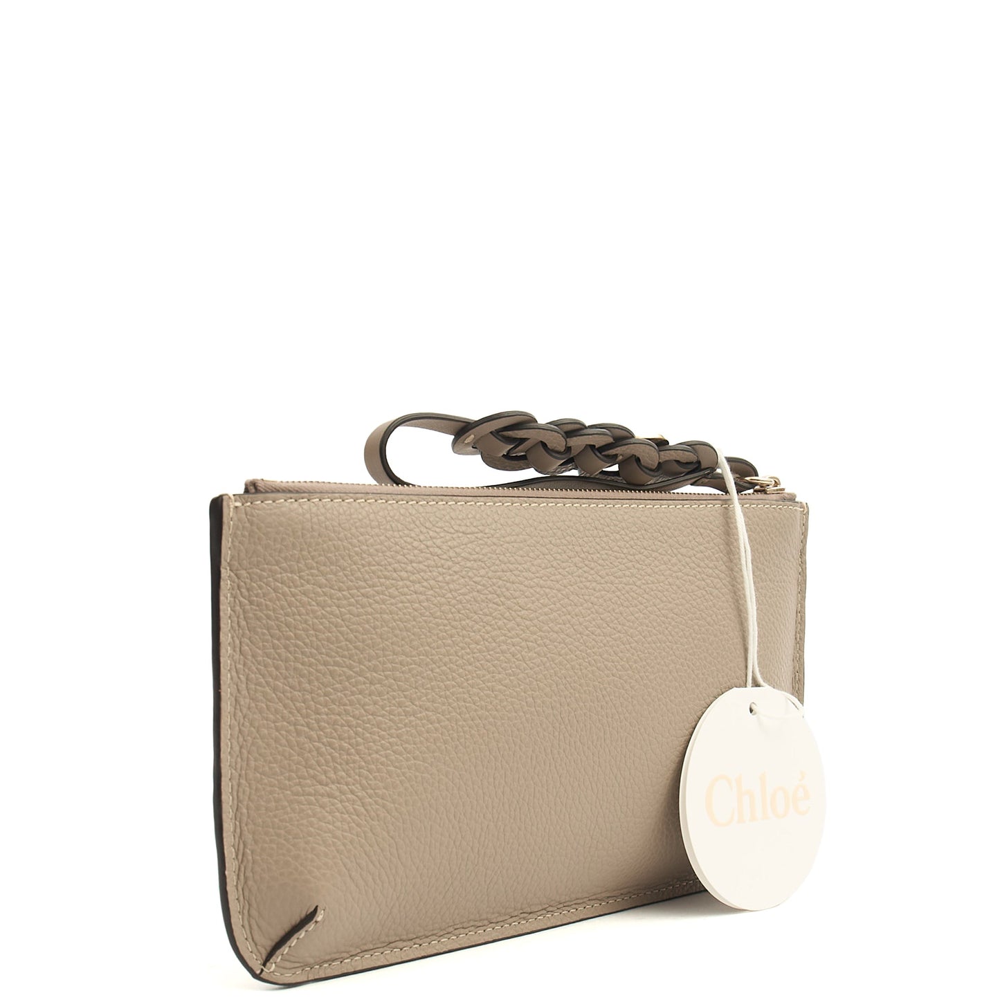 Chloe Clutch Clutch in Grey, Calfskin Leather — Side View