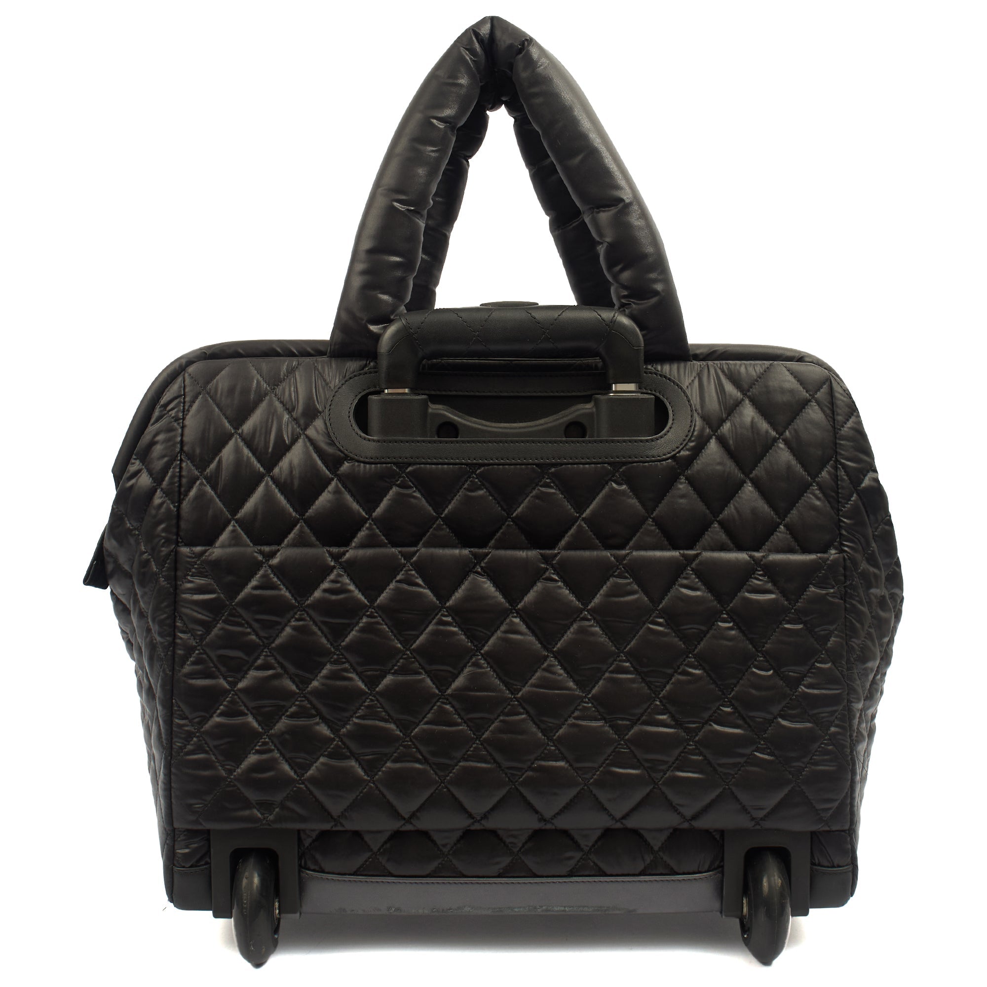 Chanel Wheeled Coco Cocoon in Black, Fabric — Back View