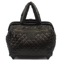Chanel Wheeled Coco Cocoon in Black, Fabric — Front View