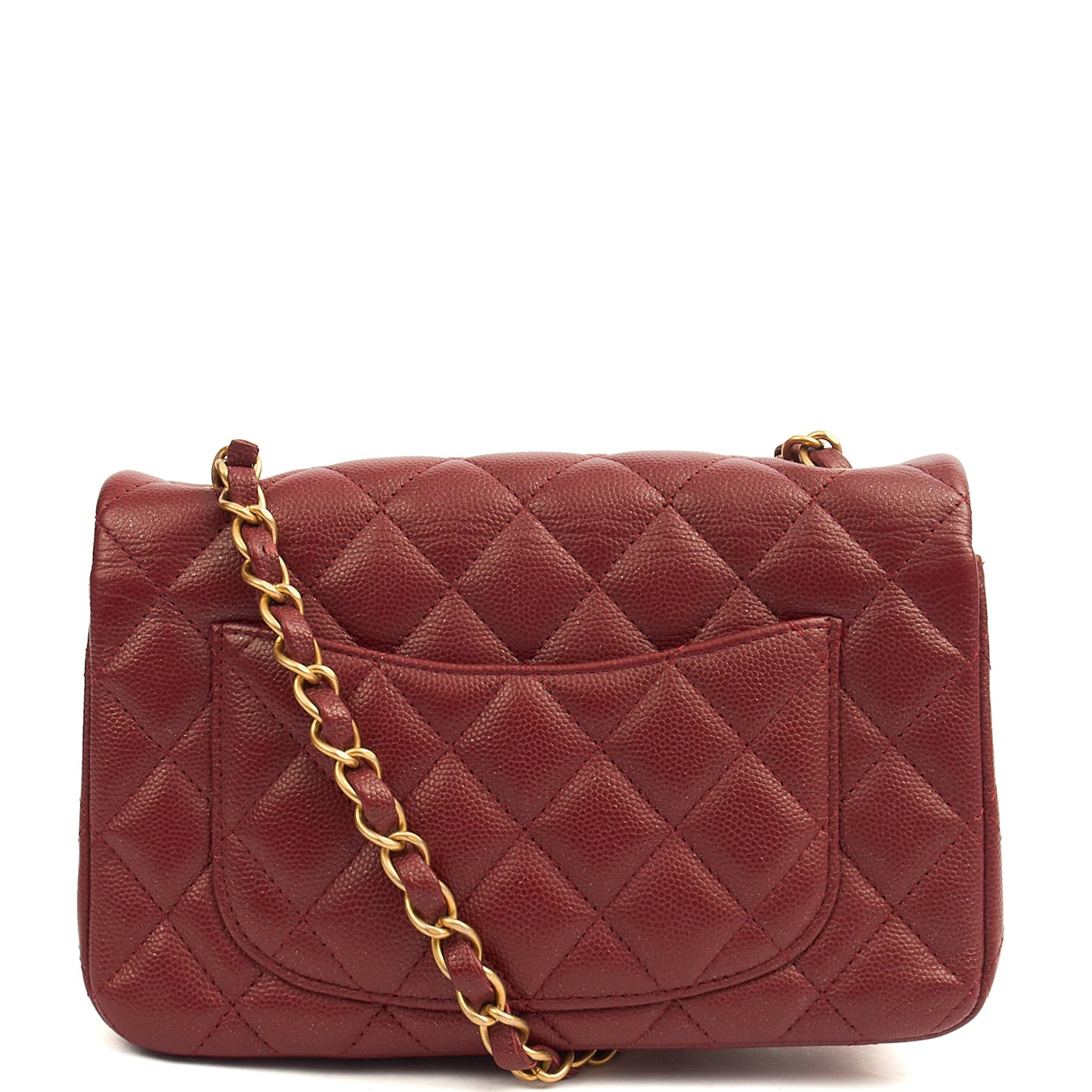 Chanel Mini Bag Classic - Mini (Rectangular) in Red, Caviar Leather — Top View