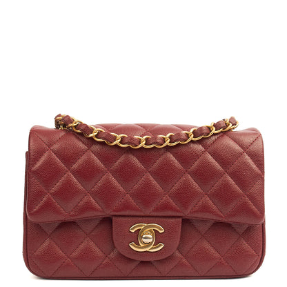Chanel Mini Bag Classic - Mini (Rectangular) in Red, Caviar Leather — Alternate View 11