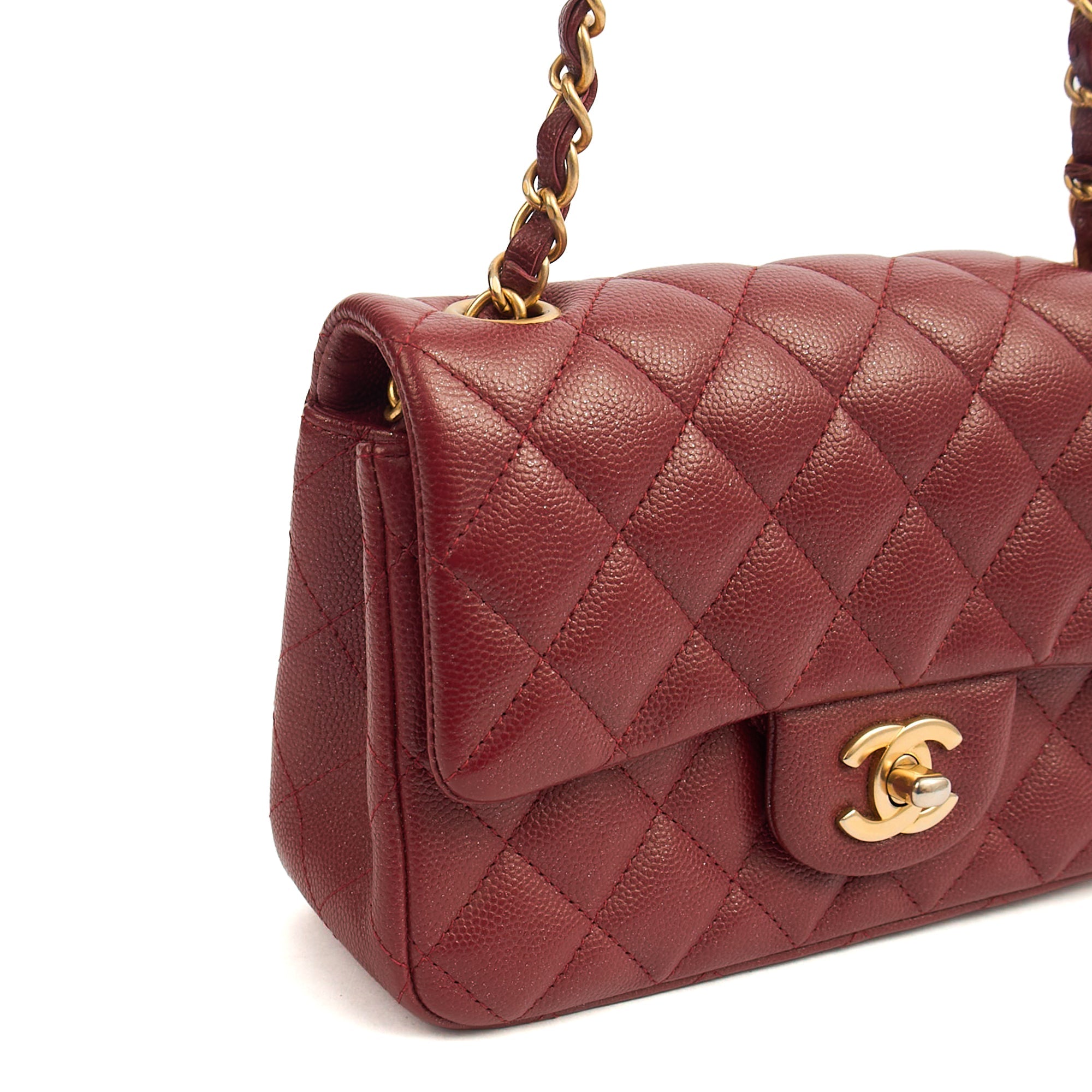 Chanel Mini Bag Classic - Mini (Rectangular) in Red, Caviar Leather — Alternate View 18