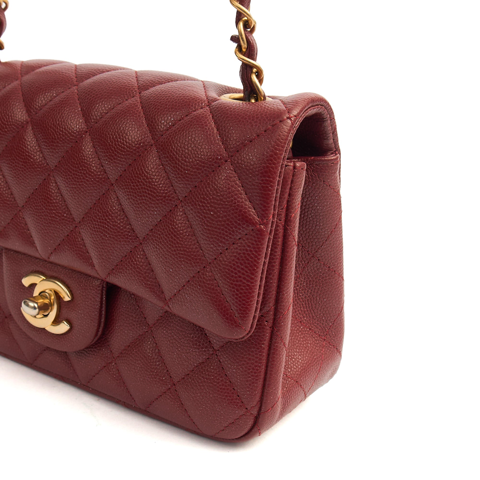 Chanel Mini Bag Classic - Mini (Rectangular) in Red, Caviar Leather — Lifestyle View