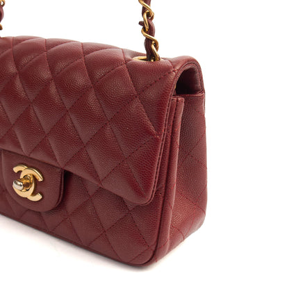 Chanel Mini Bag Classic - Mini (Rectangular) in Red, Caviar Leather — Alternate View 16