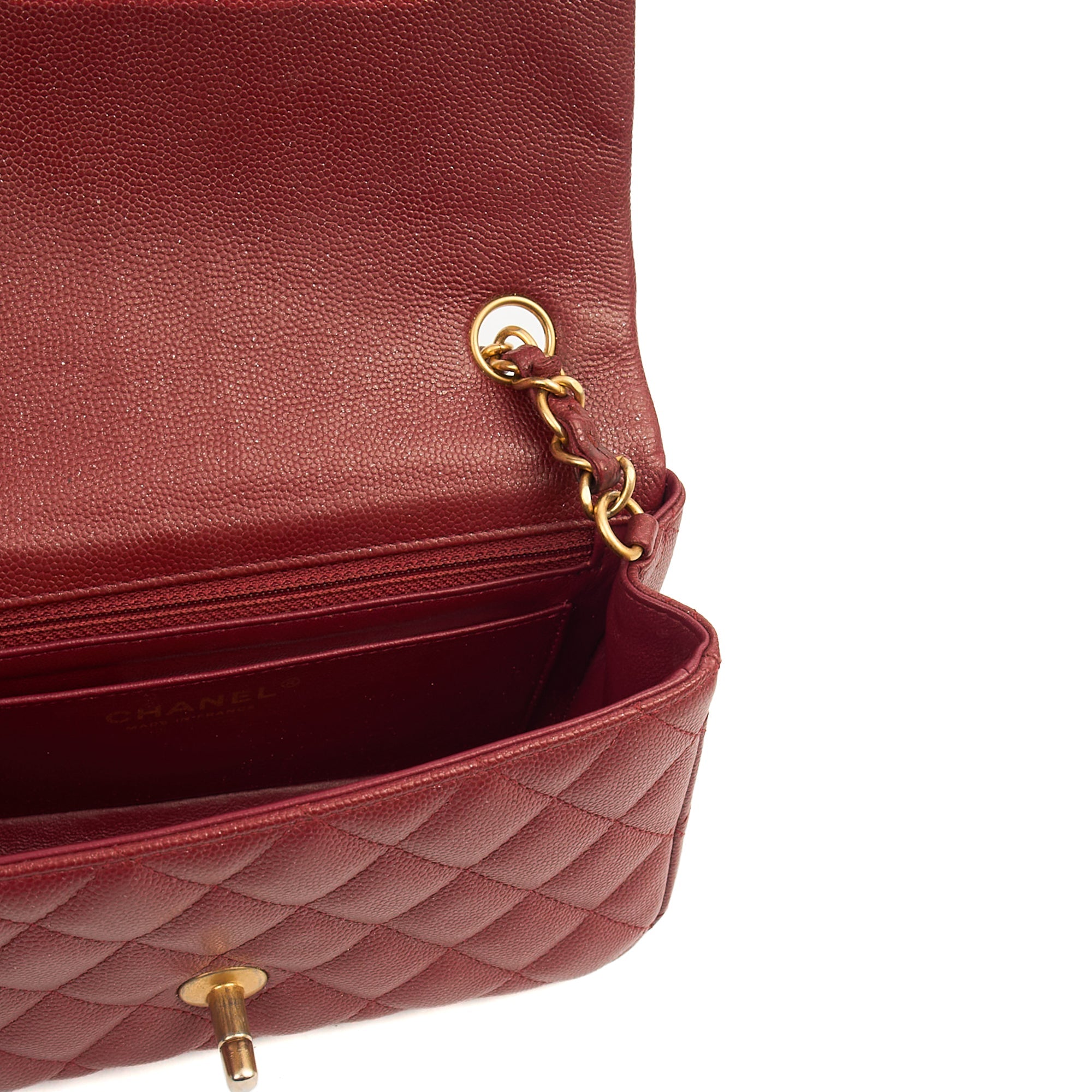 Chanel Mini Bag Classic - Mini (Rectangular) in Red, Caviar Leather — Alternate View 10