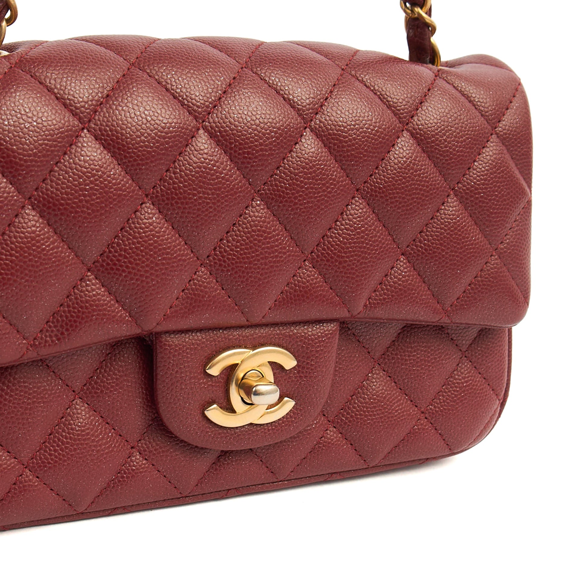 Chanel Mini Bag Classic - Mini (Rectangular) in Red, Caviar Leather — Alternate View 7