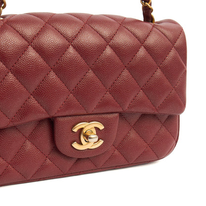 Chanel Mini Bag Classic - Mini (Rectangular) in Red, Caviar Leather — Alternate View 7