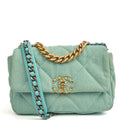 Chanel Cross Body Chanel 19 in Blue, Canvas — Front View
