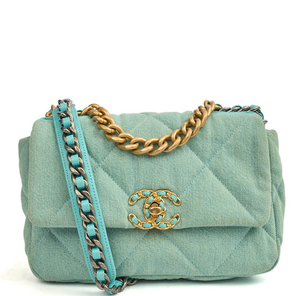 Chanel Cross Body Chanel 19 in Blue, Canvas — Front View