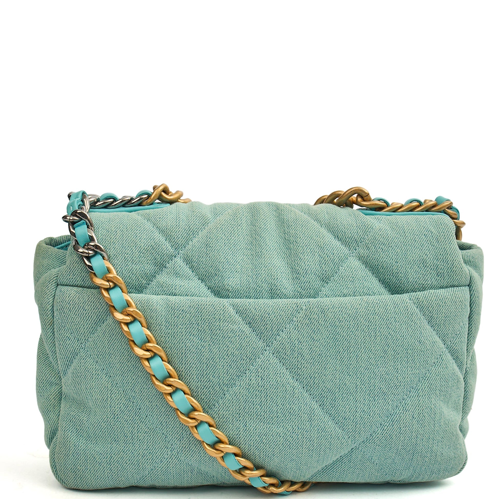 Chanel Cross Body Chanel 19 in Blue, Canvas — Top View