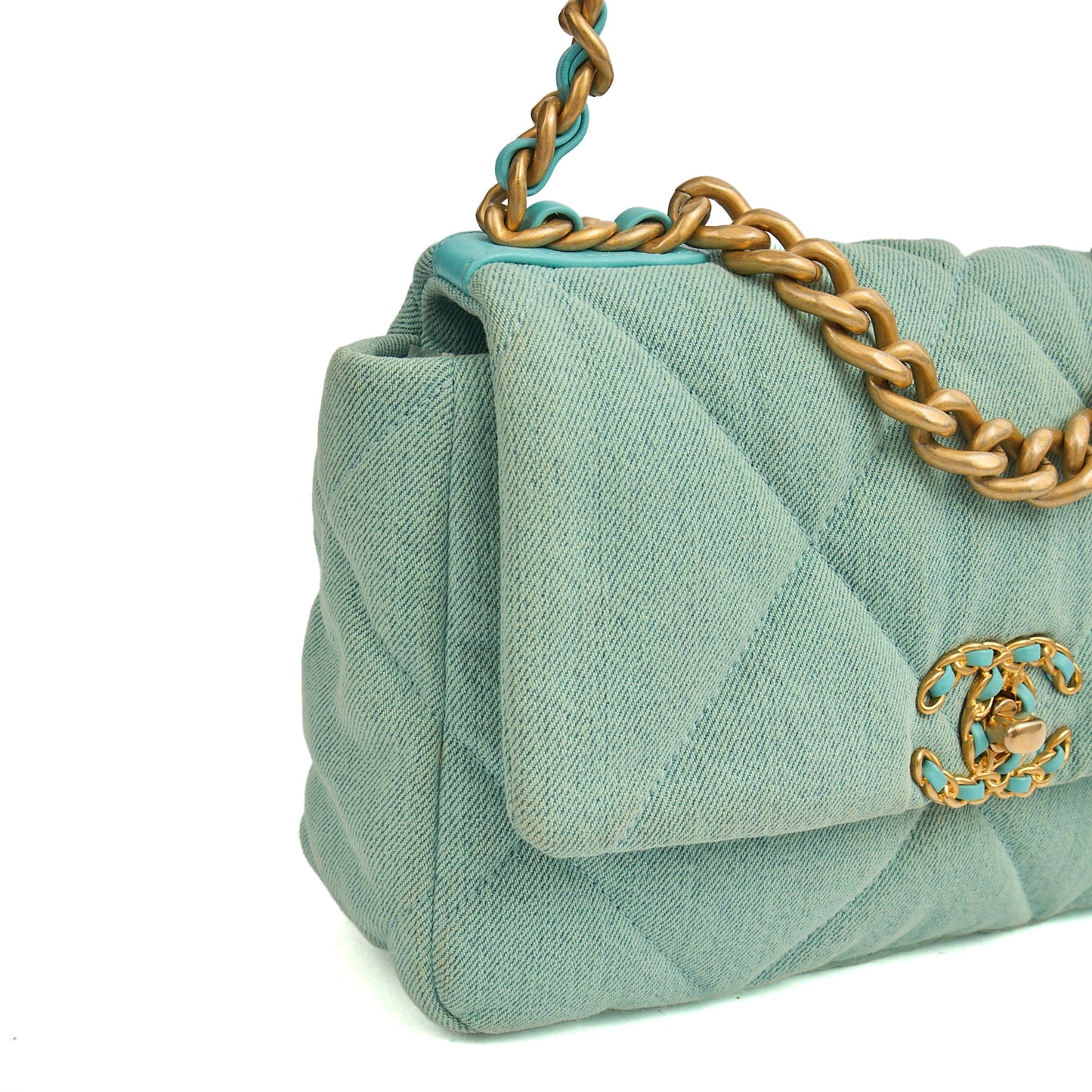 Chanel Cross Body Chanel 19 in Blue, Canvas — Lifestyle View