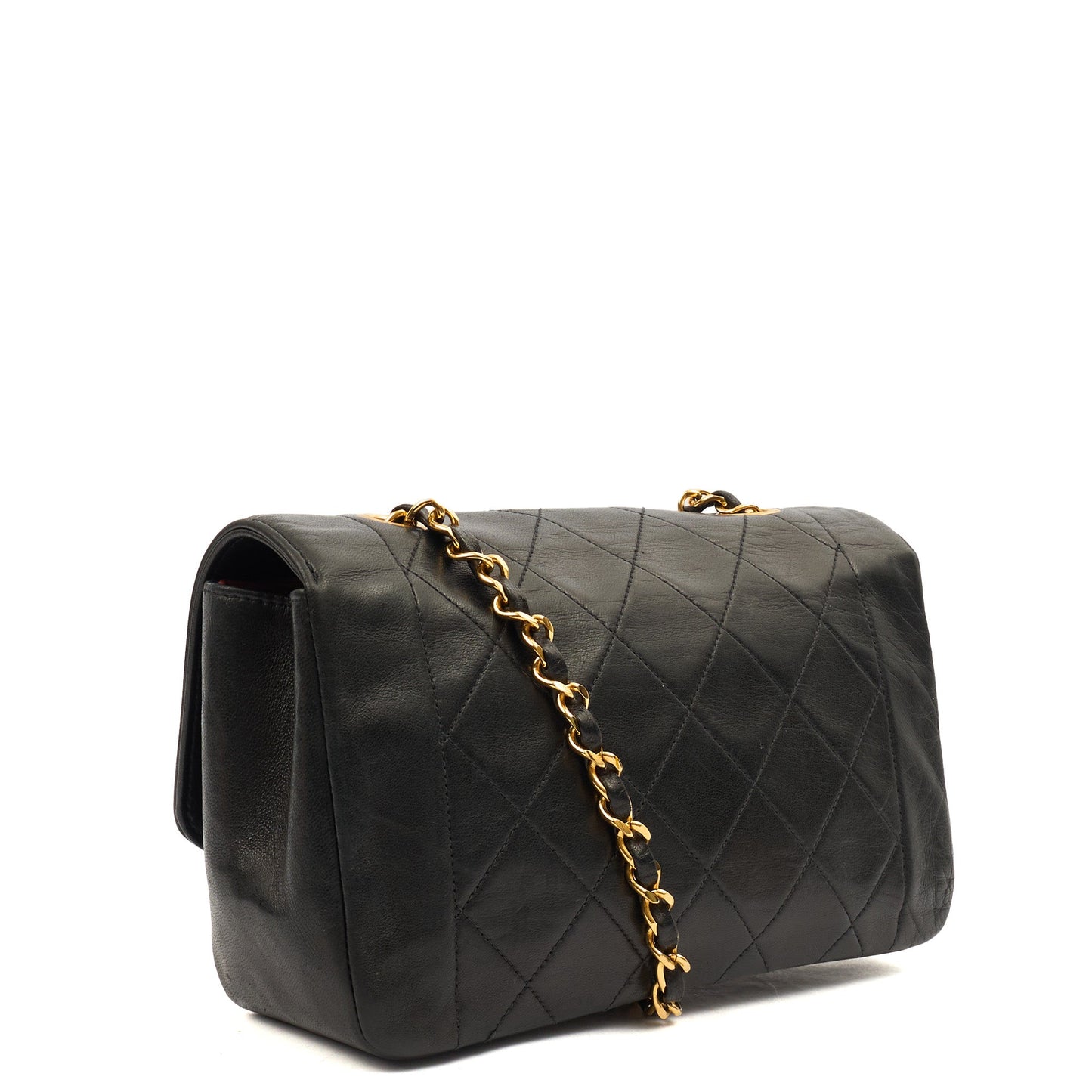 Chanel Cross Body Diana - Small in Black, Lambskin Leather — Back View