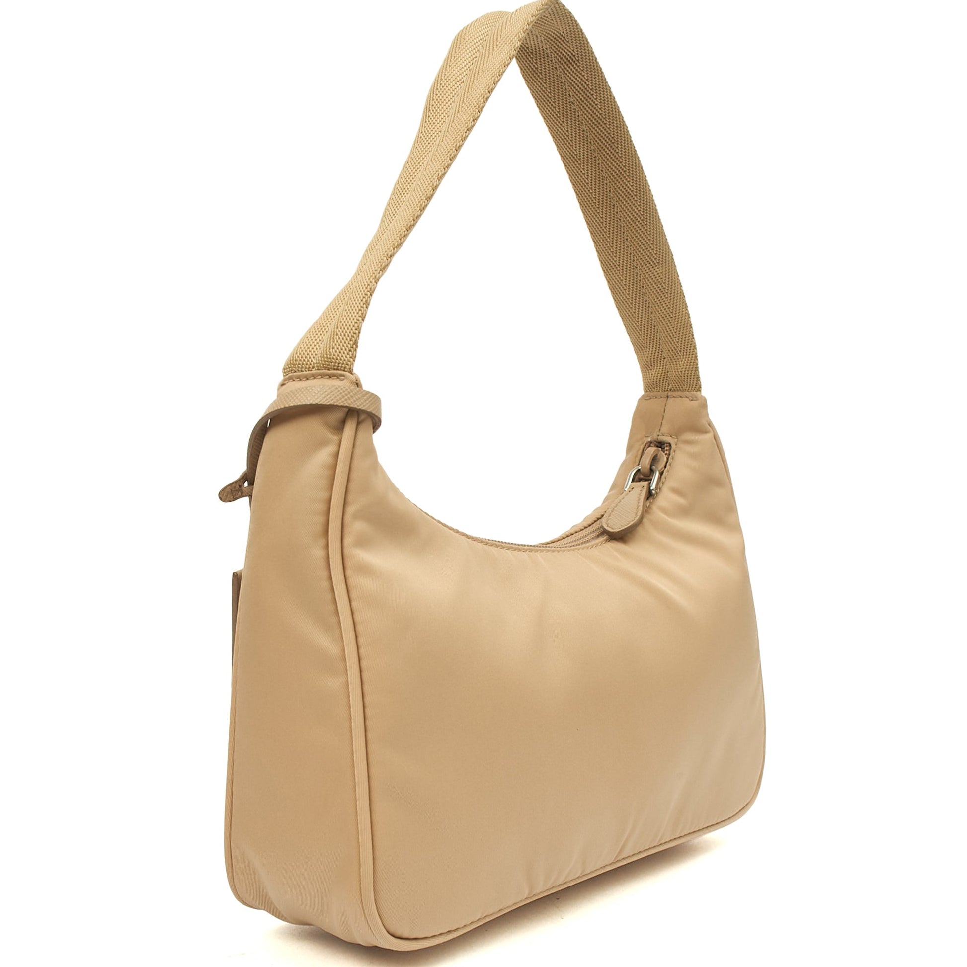 Prada Shoulder Bag Re-edition 2000 Nylon Mini Bag in Neutral, Nylon — Side View