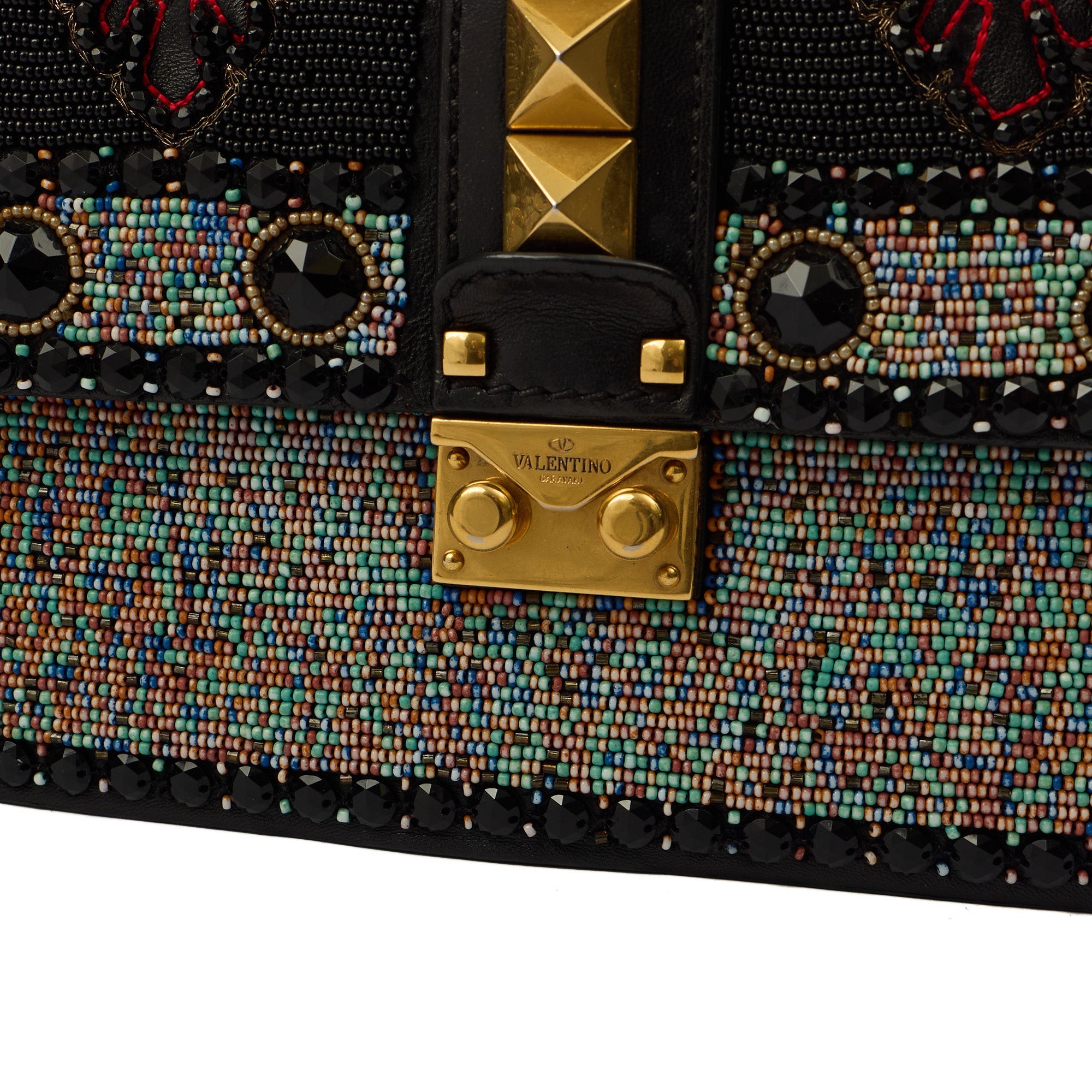 Valentino Shoulder Bag Glam Lock - Medium in Black, Calfskin — Lifestyle View