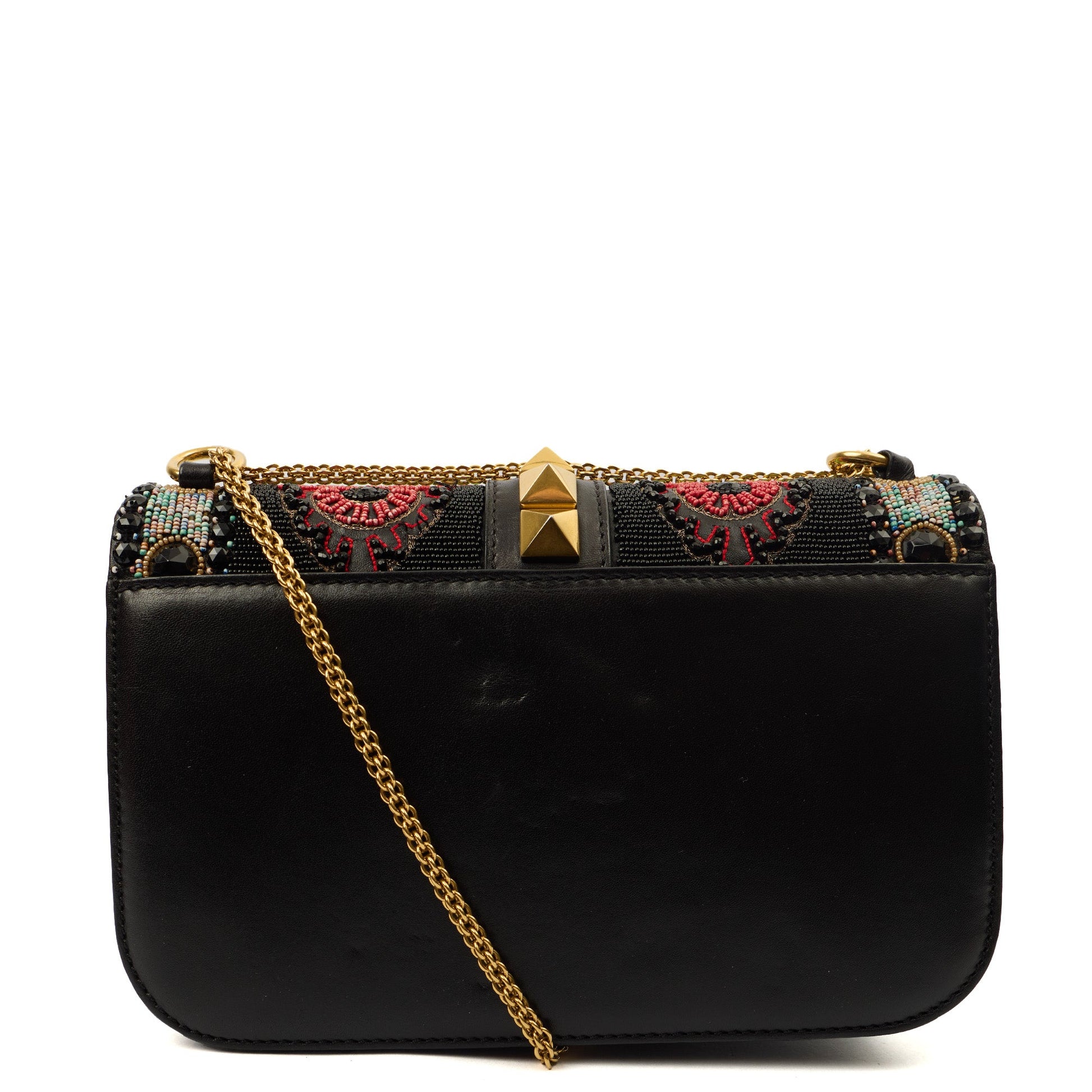 Valentino Shoulder Bag Glam Lock - Medium in Black, Calfskin — Back View