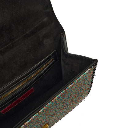 Valentino Shoulder Bag Glam Lock - Medium in Black, Calfskin — Detail View