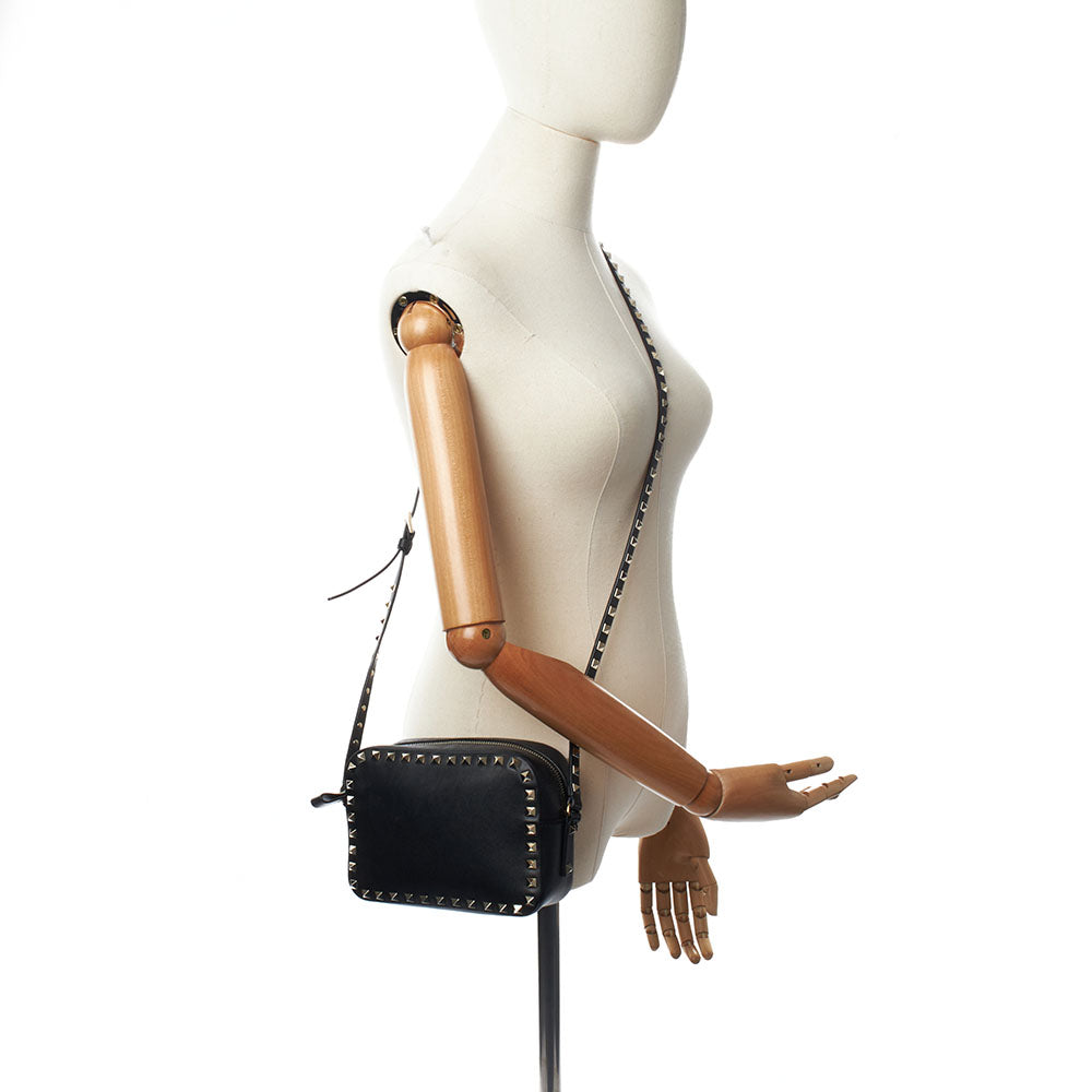 Valentino Cross Body Rockstud Crossbody Bag - Small in Black, Calfskin — Alternate View 14