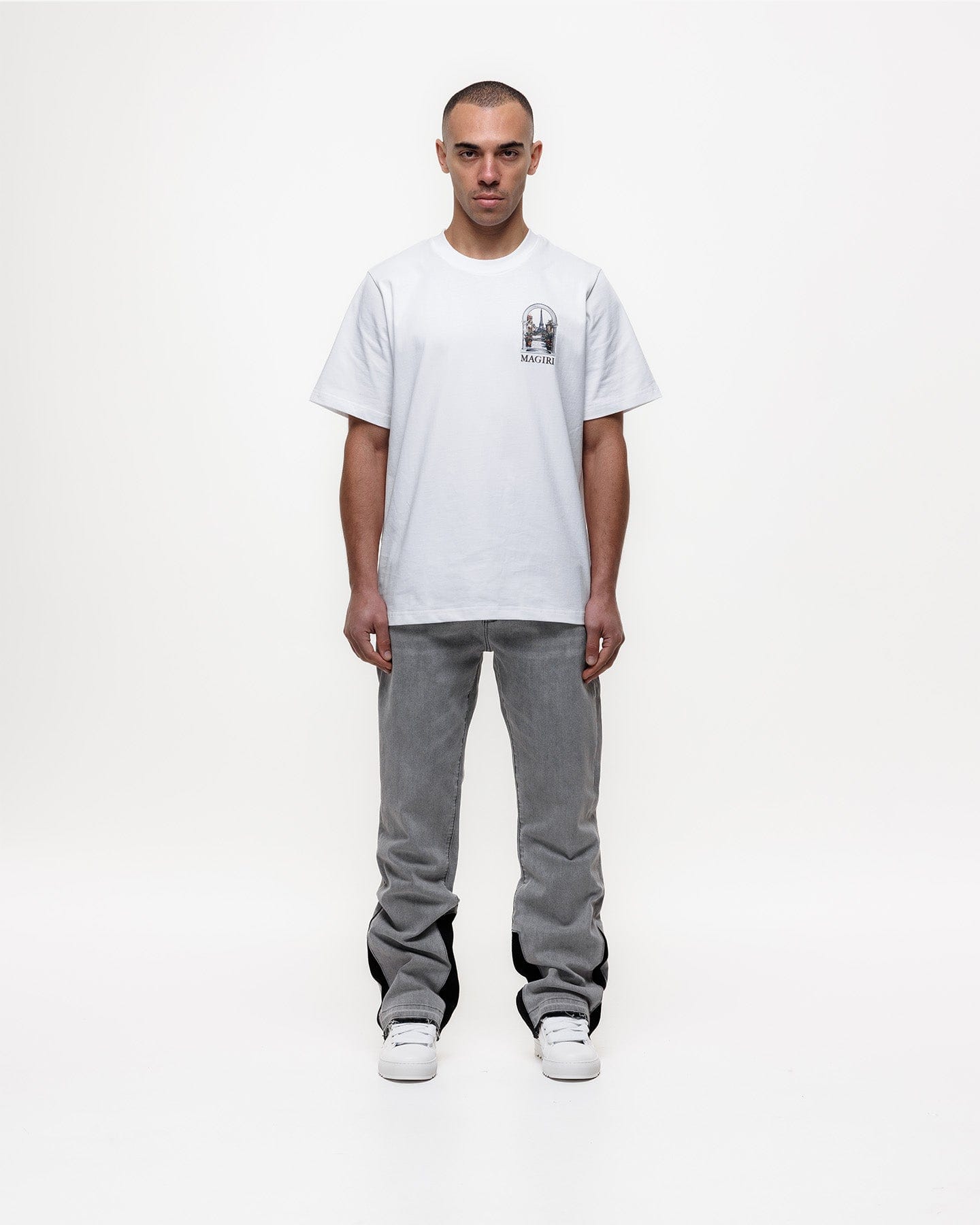 Magiri Pierre Flared Jeans 'Grey' — Grey — Size 28 — Back View