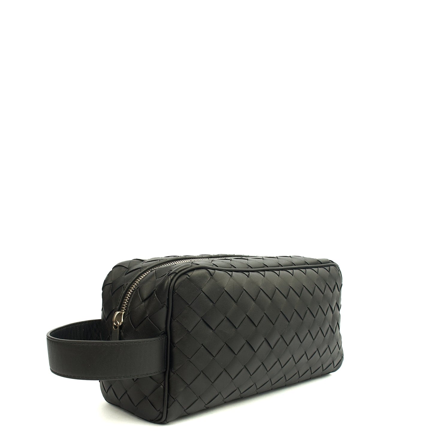 Bottega Veneta Clutch Intrecciato Zip Pouch in Black, Intrecciato Nappa — Side View