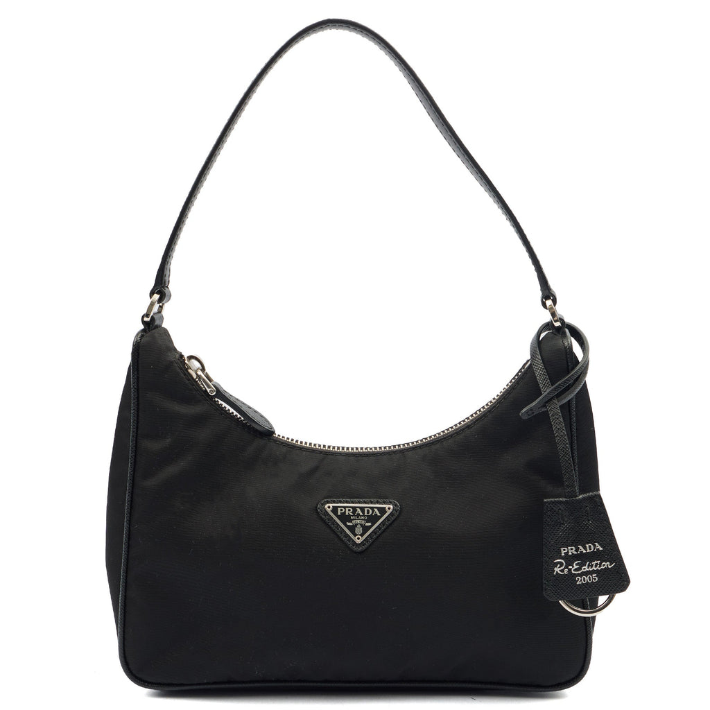 Prada Shoulder Bag Re-Edition 2005 Re-Nylon Bag in Black, Nylon — Front View