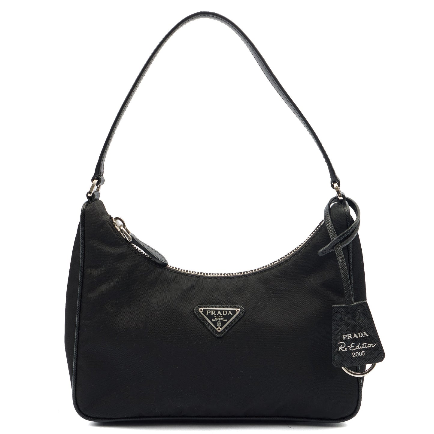 Prada Shoulder Bag Re-Edition 2005 Re-Nylon Bag in Black, Nylon — Front View