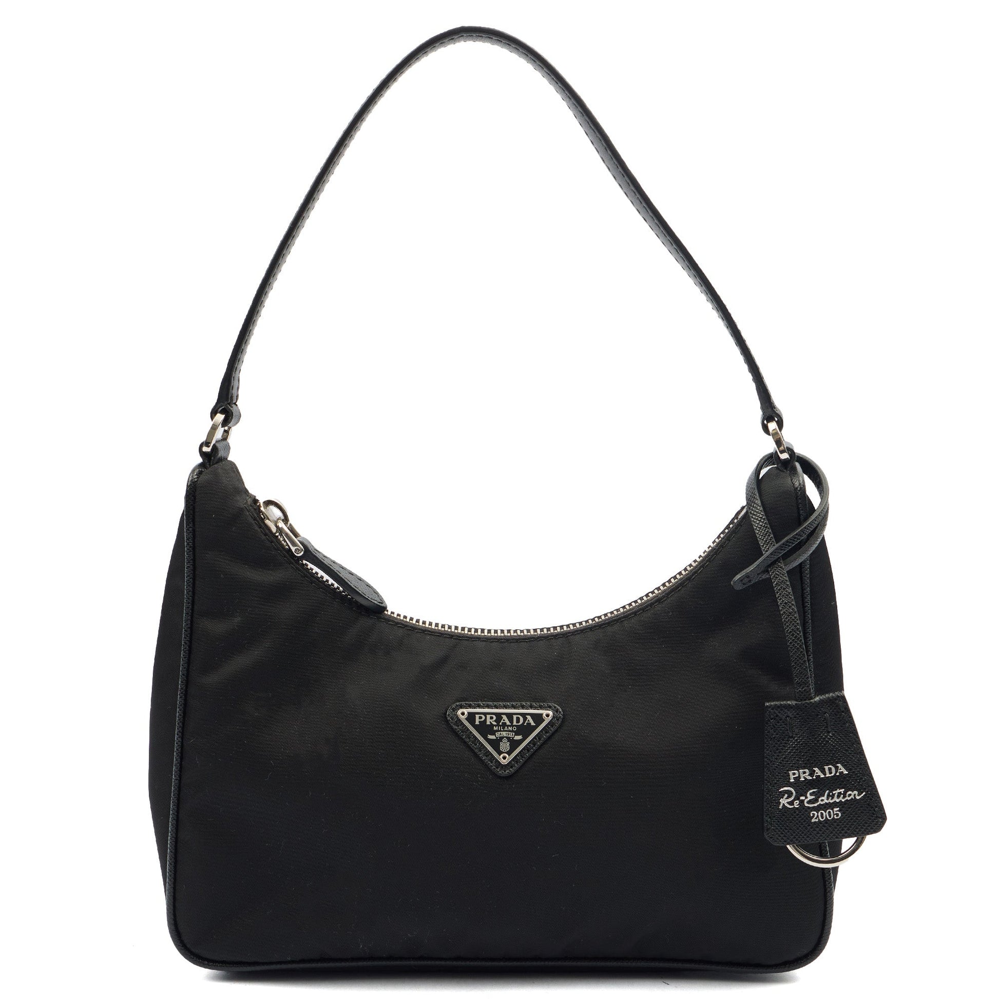 Prada Shoulder Bag Re-Edition 2005 Re-Nylon Bag in Black, Nylon — Front View