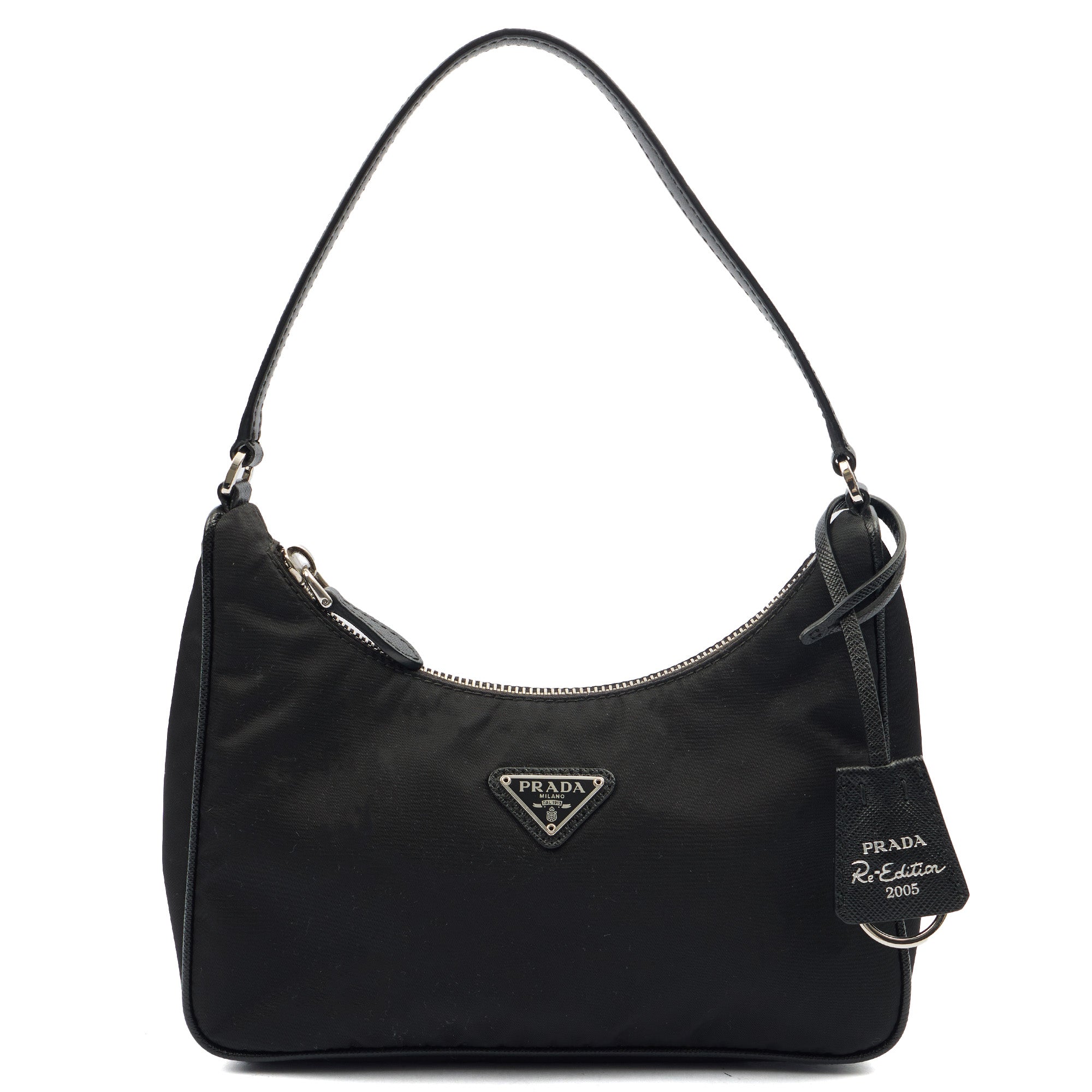 Prada Shoulder Bag Re-Edition 2005 Re-Nylon Bag in Black, Nylon — Front View