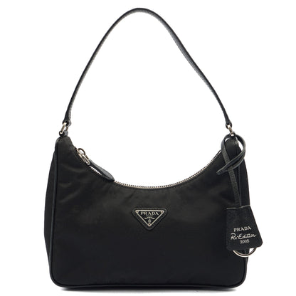 Prada Shoulder Bag Re-Edition 2005 Re-Nylon Bag in Black, Nylon — Front View
