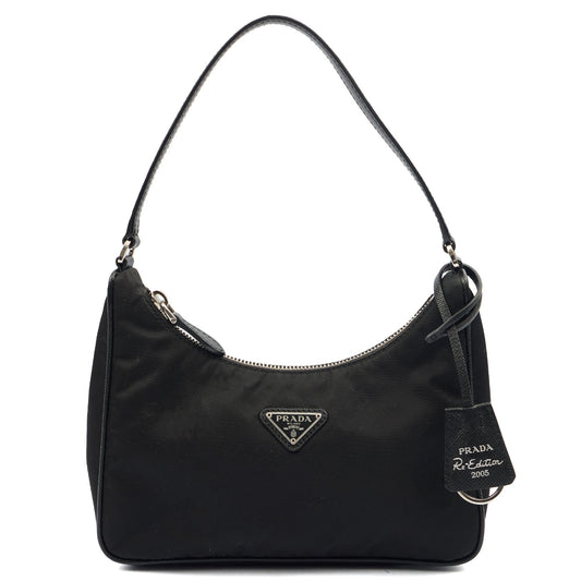 Prada Shoulder Bag Re-Edition 2005 Re-Nylon Bag in Black, Nylon — Front View
