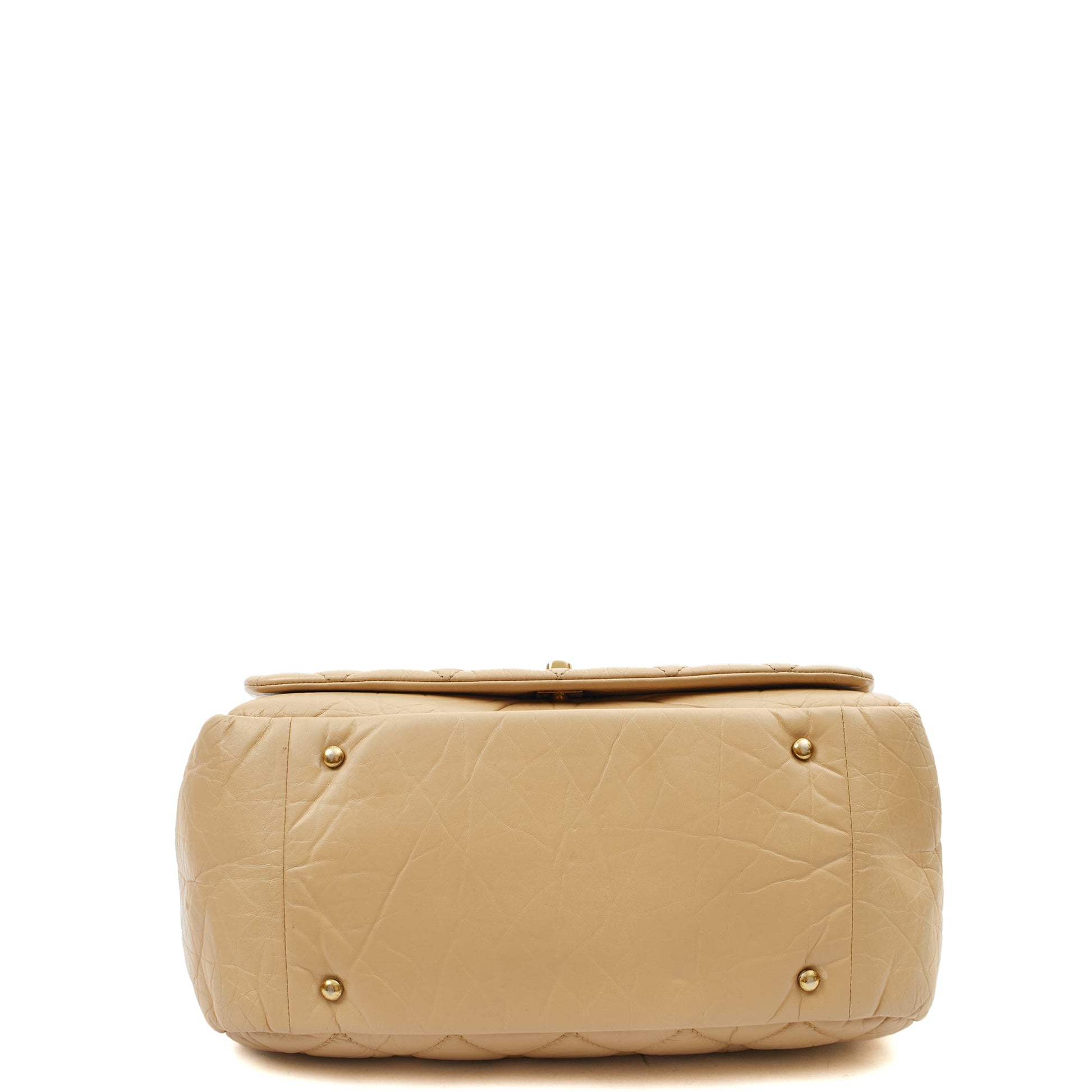 Chanel Shoulder Bag Chain Flap Bag in Neutral, Calfskin Leather — Top View