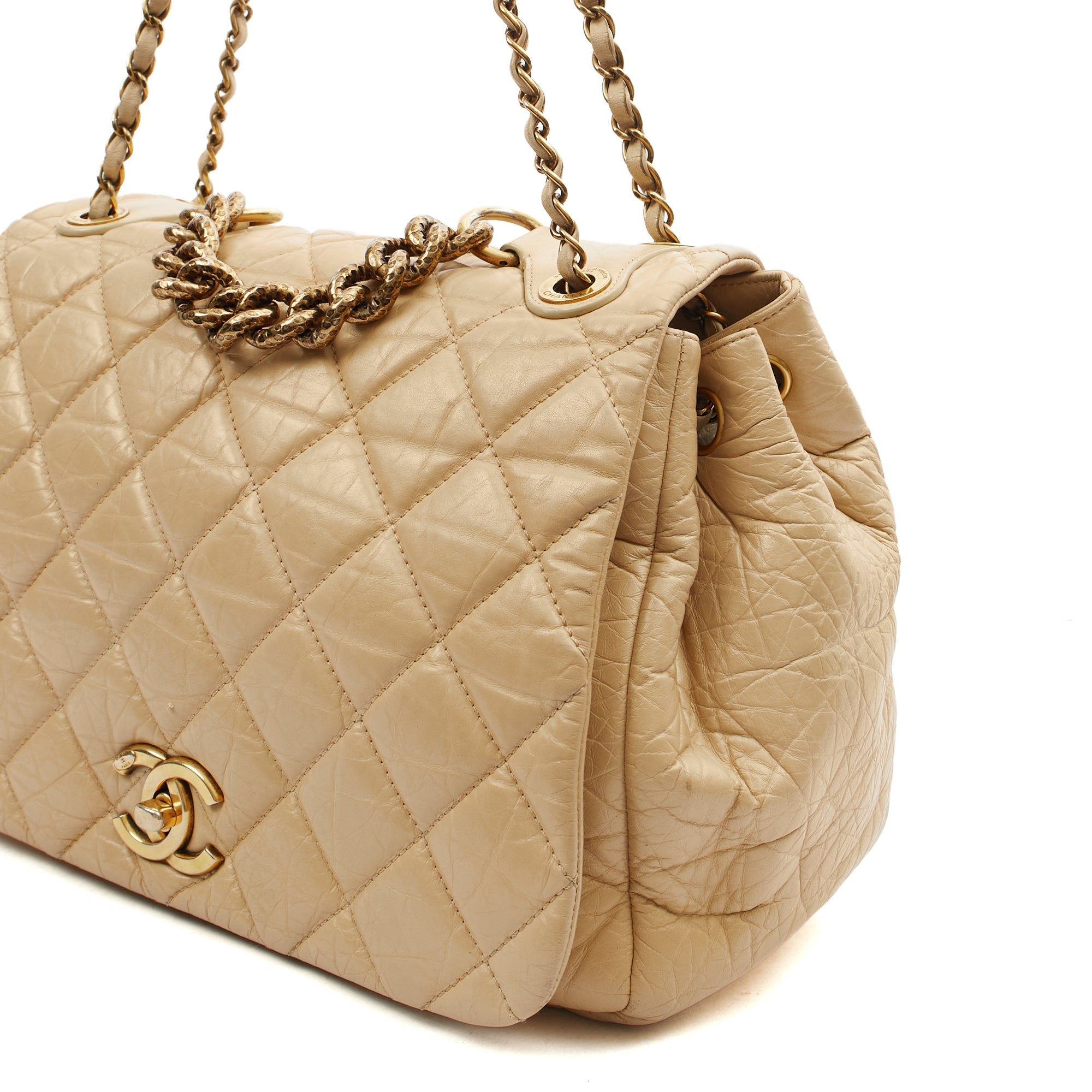 Chanel Shoulder Bag Chain Flap Bag in Neutral, Calfskin Leather — Alternate View 7