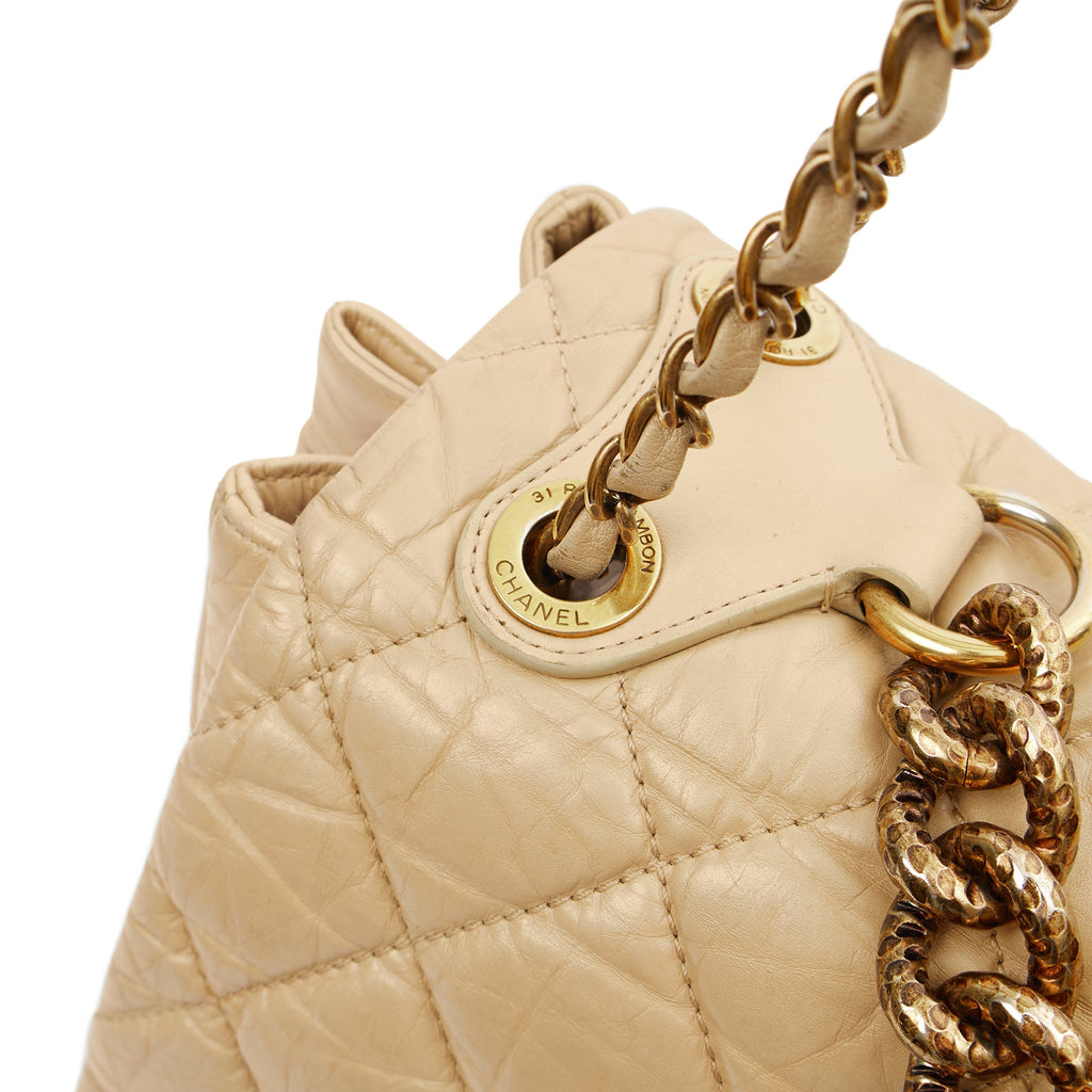 Chanel Shoulder Bag Chain Flap Bag in Neutral, Calfskin Leather — Lifestyle View