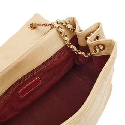 Chanel Shoulder Bag Chain Flap Bag in Neutral, Calfskin Leather — Alternate View 10
