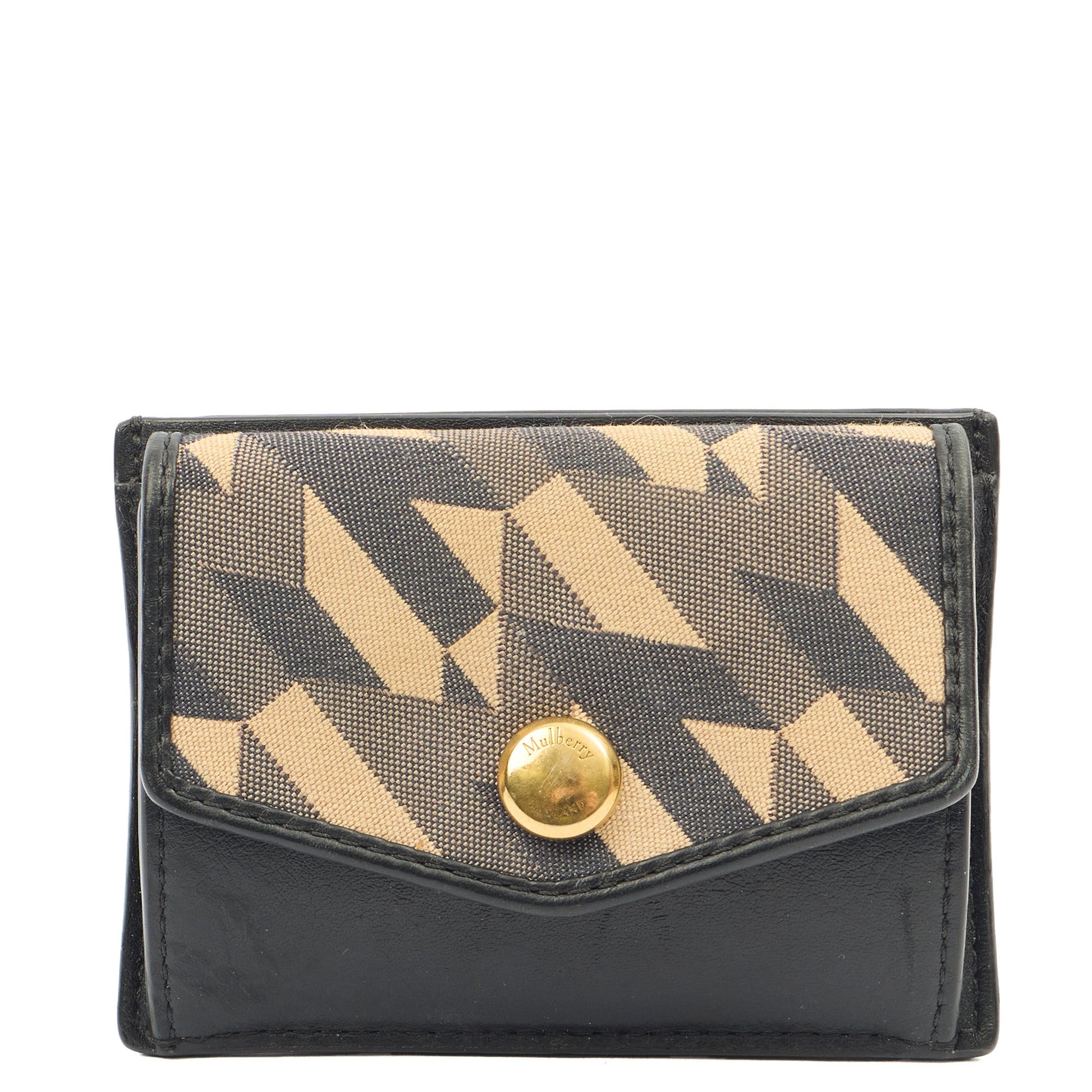 Mulberry Card Holder Wallet in Black M Jacquard, Calfskin Leather — Front View