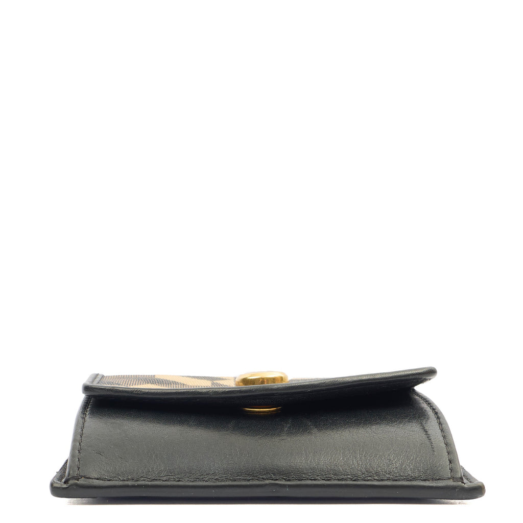 Mulberry Card Holder Wallet in Black M Jacquard, Calfskin Leather — Top View