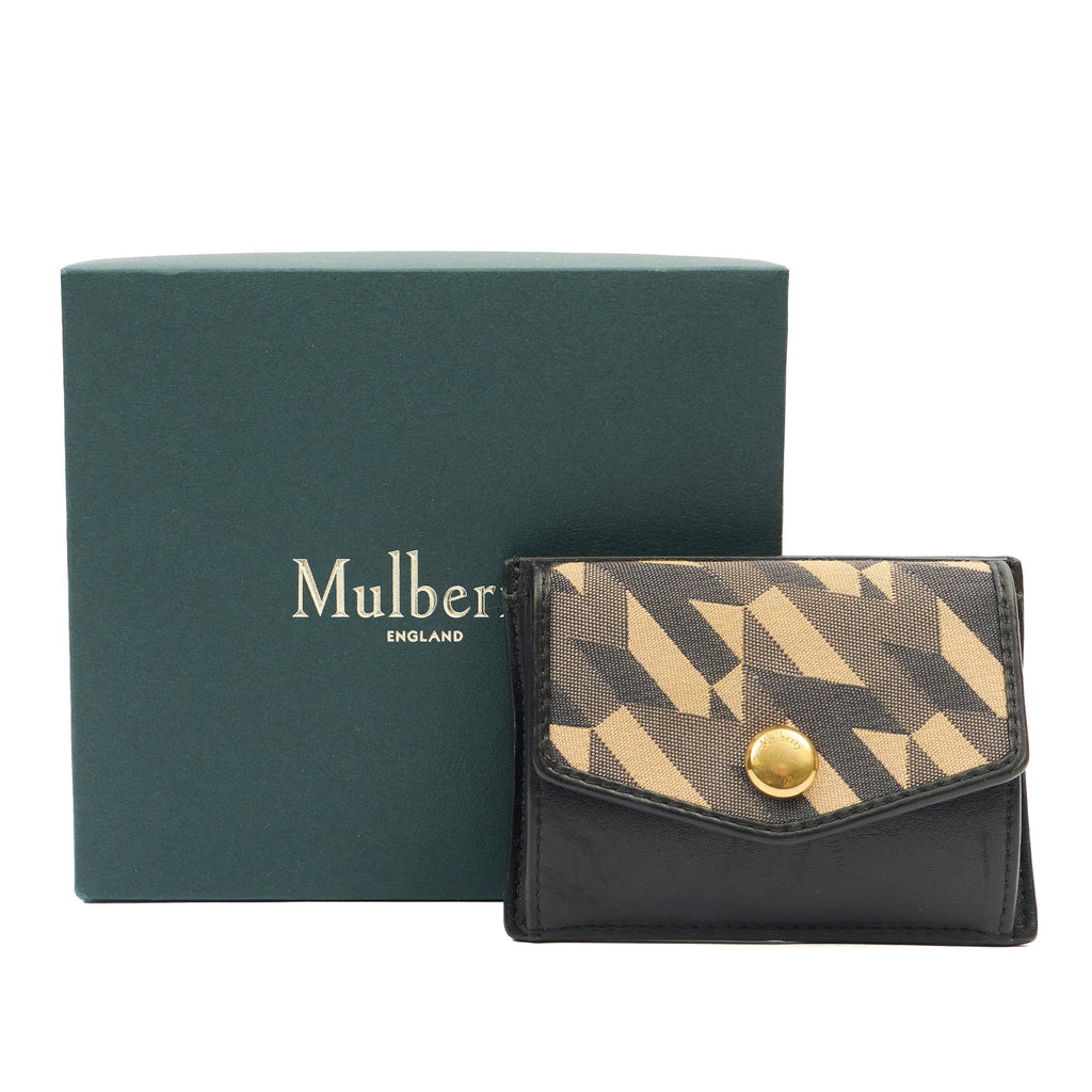 Mulberry Card Holder Wallet in Black M Jacquard, Calfskin Leather — Lifestyle View