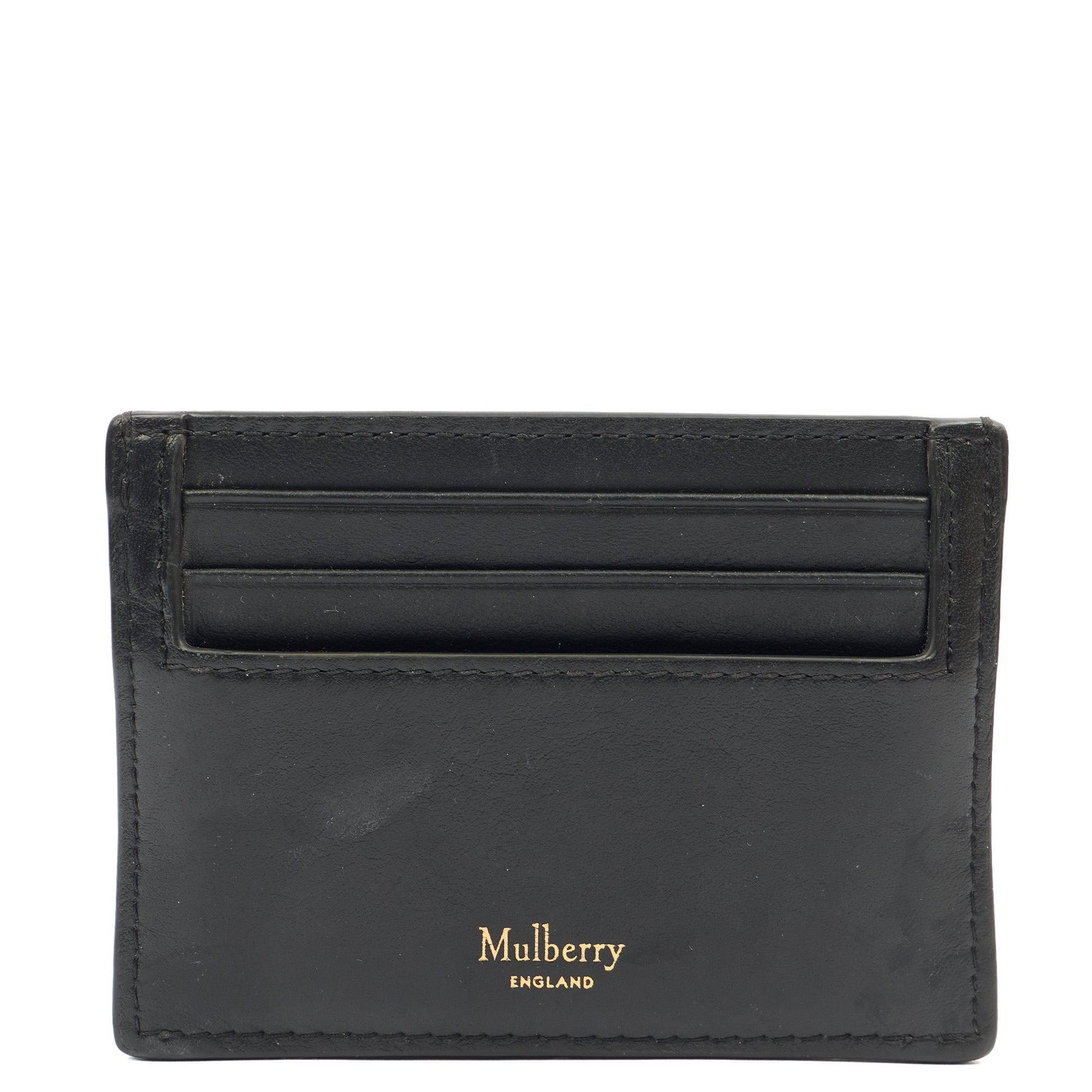Mulberry Card Holder Wallet in Black M Jacquard, Calfskin Leather — Back View