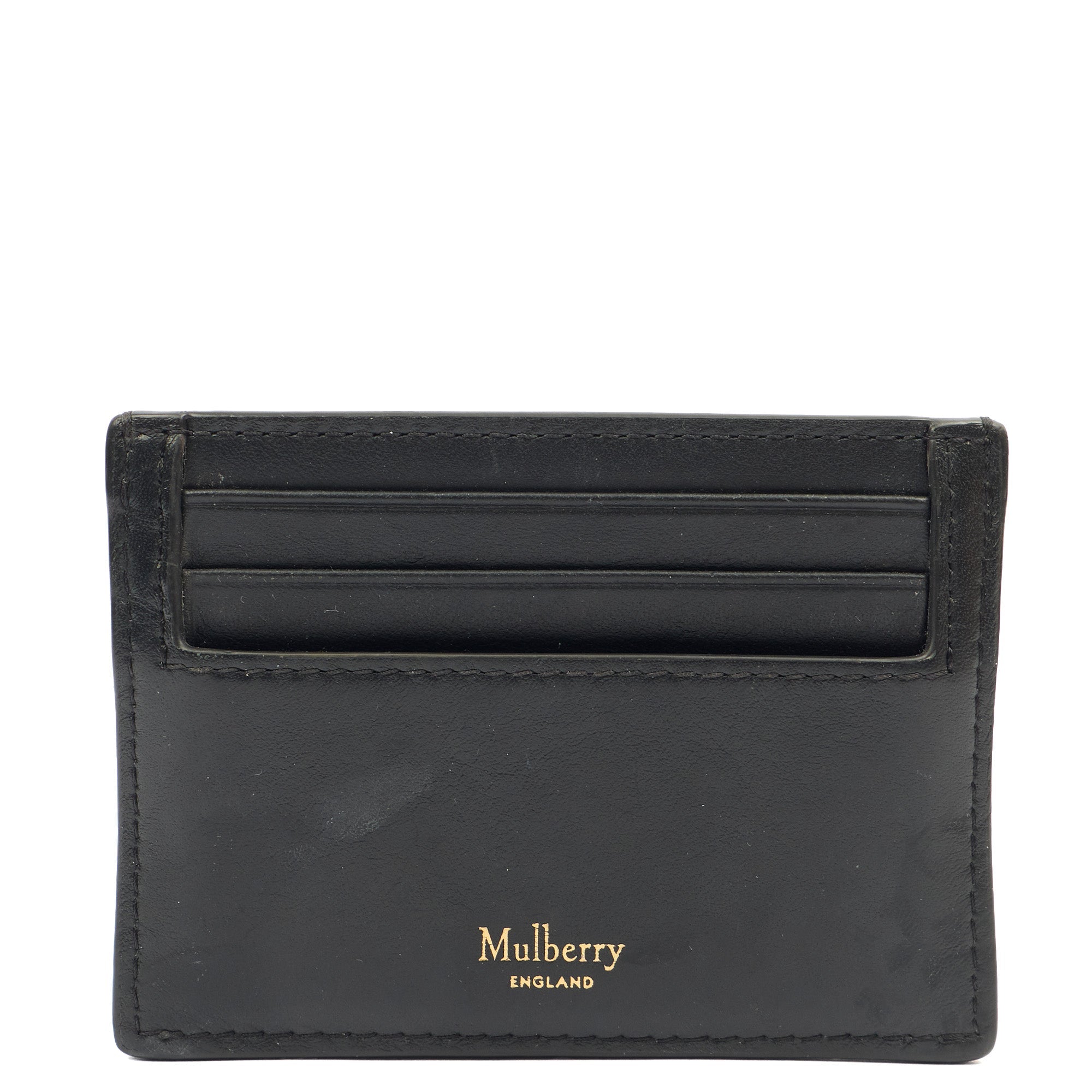 Mulberry Card Holder Wallet in Black M Jacquard, Calfskin Leather — Back View