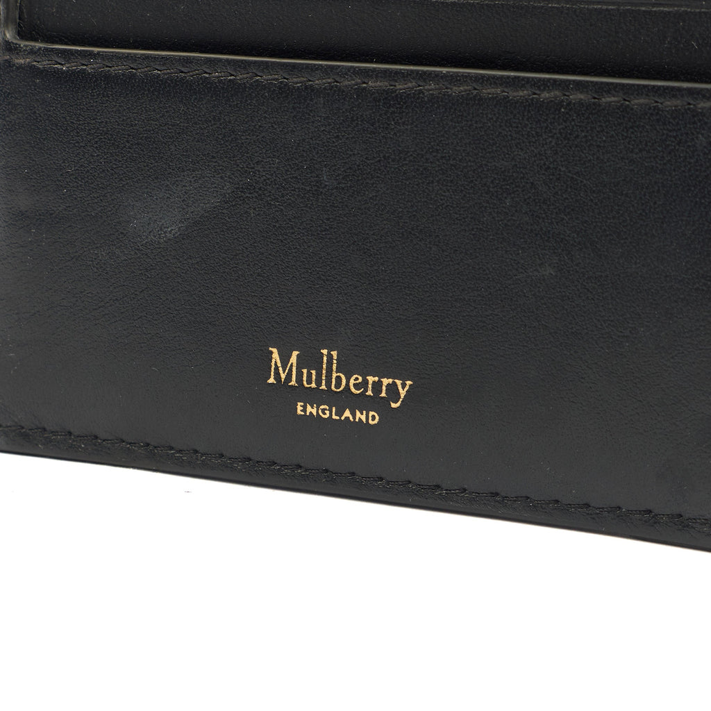 Mulberry Card Holder Wallet in Black M Jacquard, Calfskin Leather — Detail View