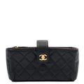 Chanel Purse Quilted CC Cardholder in Black, Lambskin Leather — Front View
