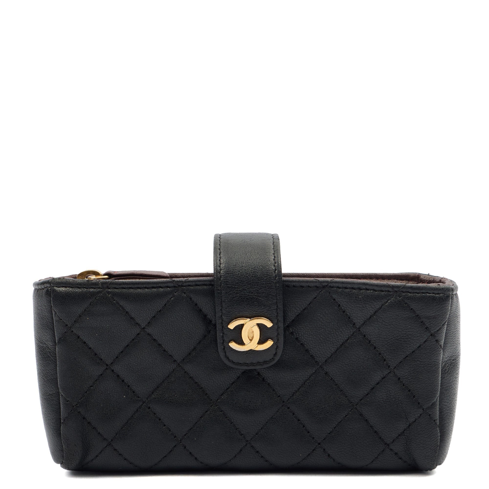 Chanel Purse Quilted CC Cardholder in Black, Lambskin Leather — Alternate View 10