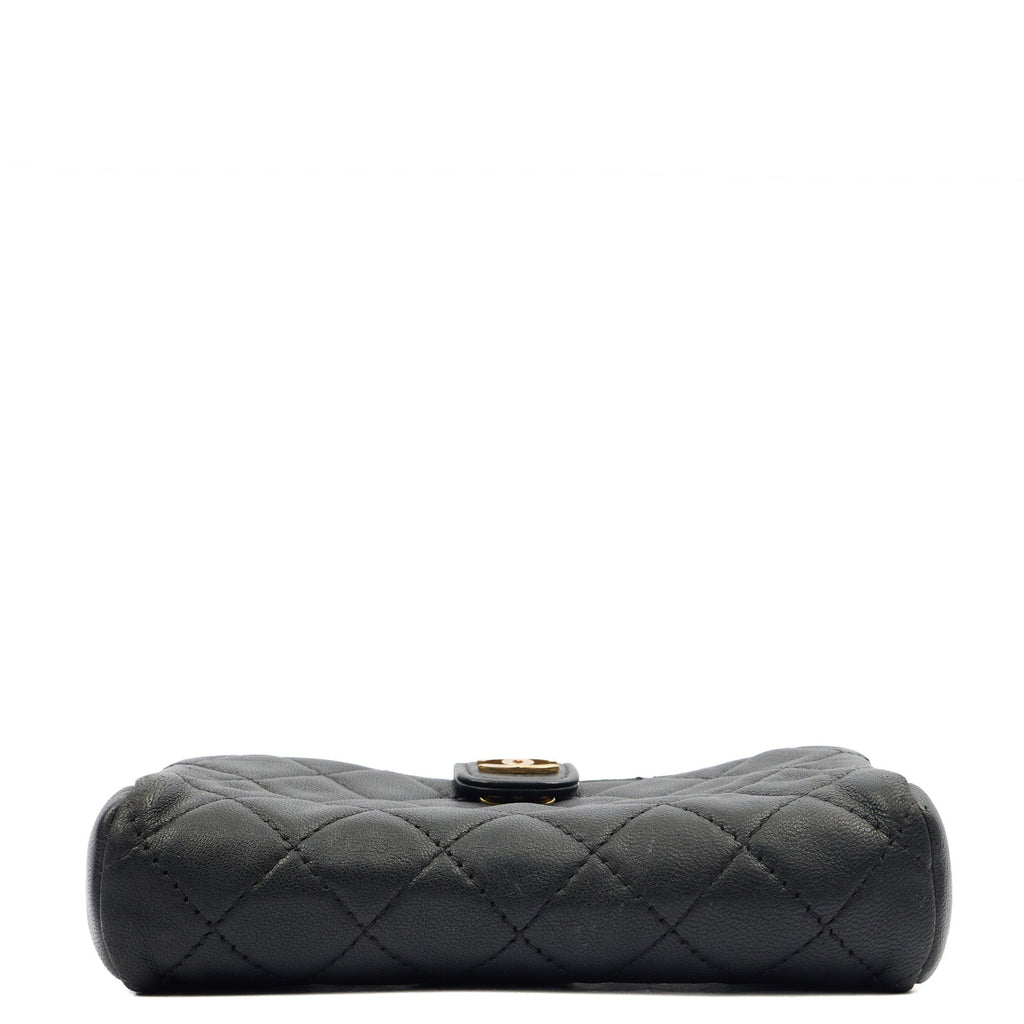 Chanel Purse Quilted CC Cardholder in Black, Lambskin Leather — Top View