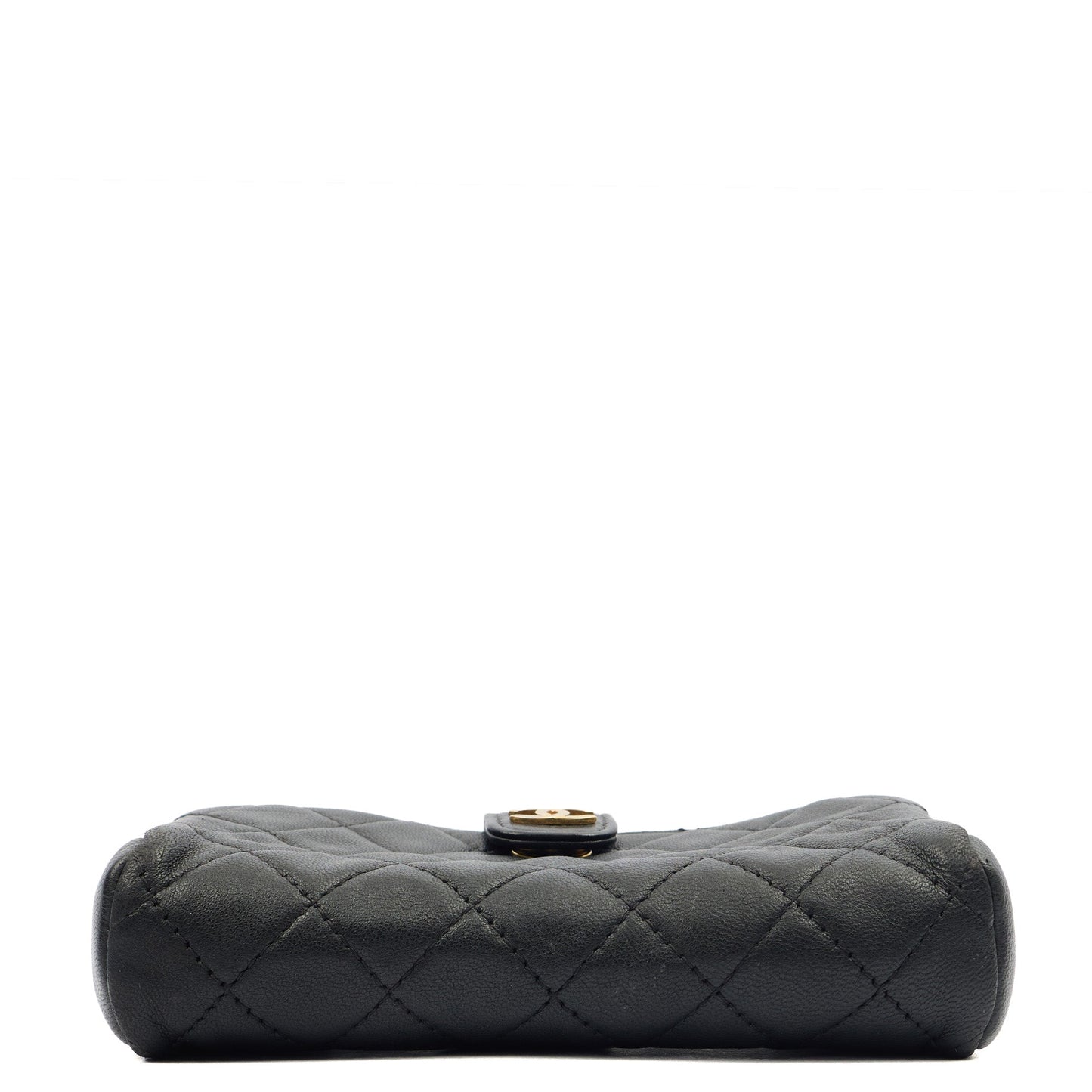 Chanel Purse Quilted CC Cardholder in Black, Lambskin Leather — Top View