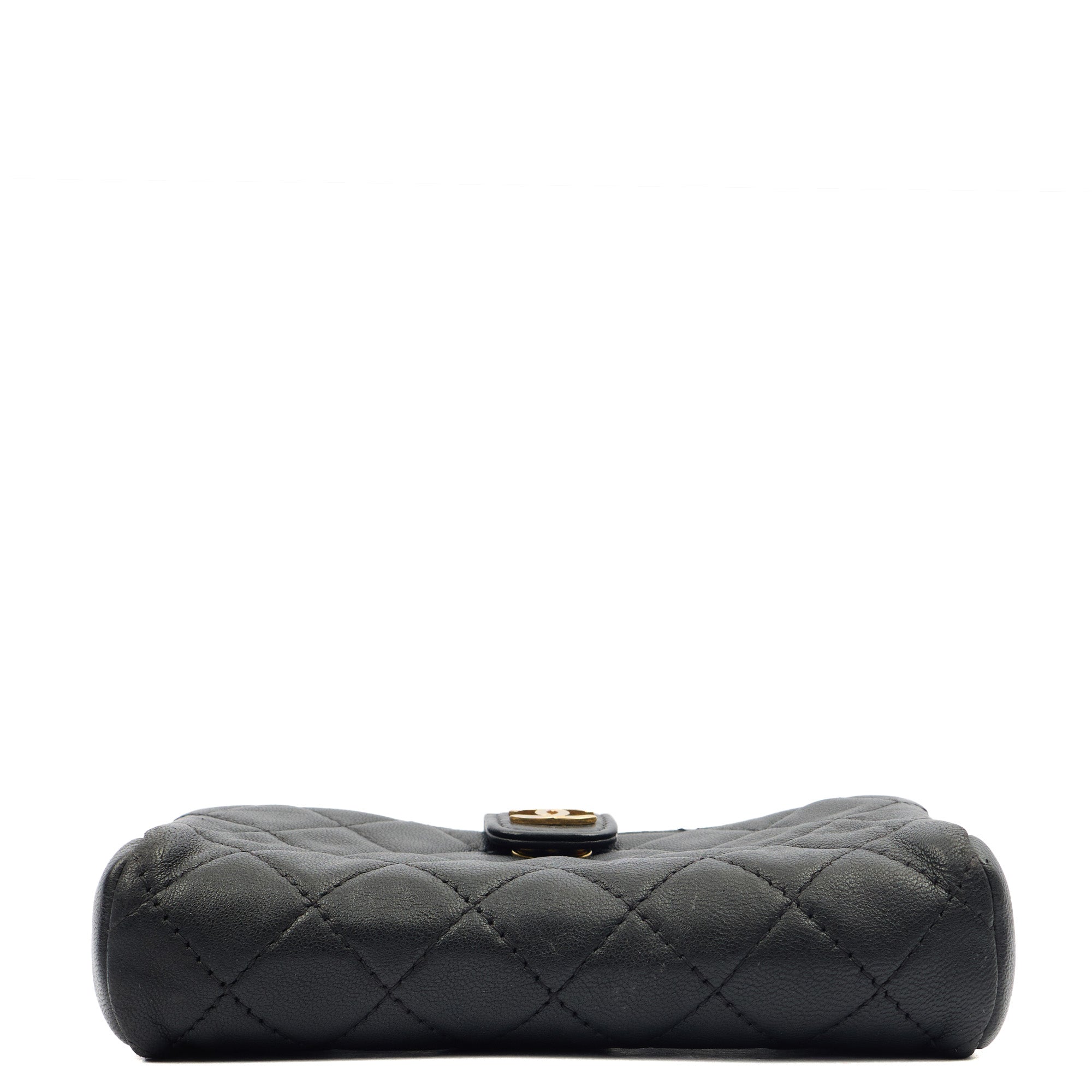 Chanel Purse Quilted CC Cardholder in Black, Lambskin Leather — Top View