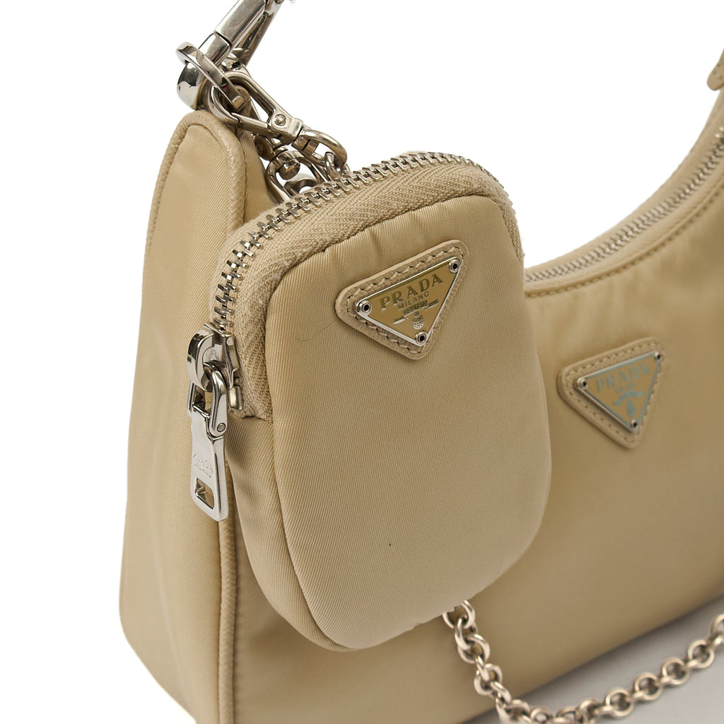 Prada Cross Body Re-Edition 2000 Shoulder Bag in Deserto, Nylon — Alternate View 7