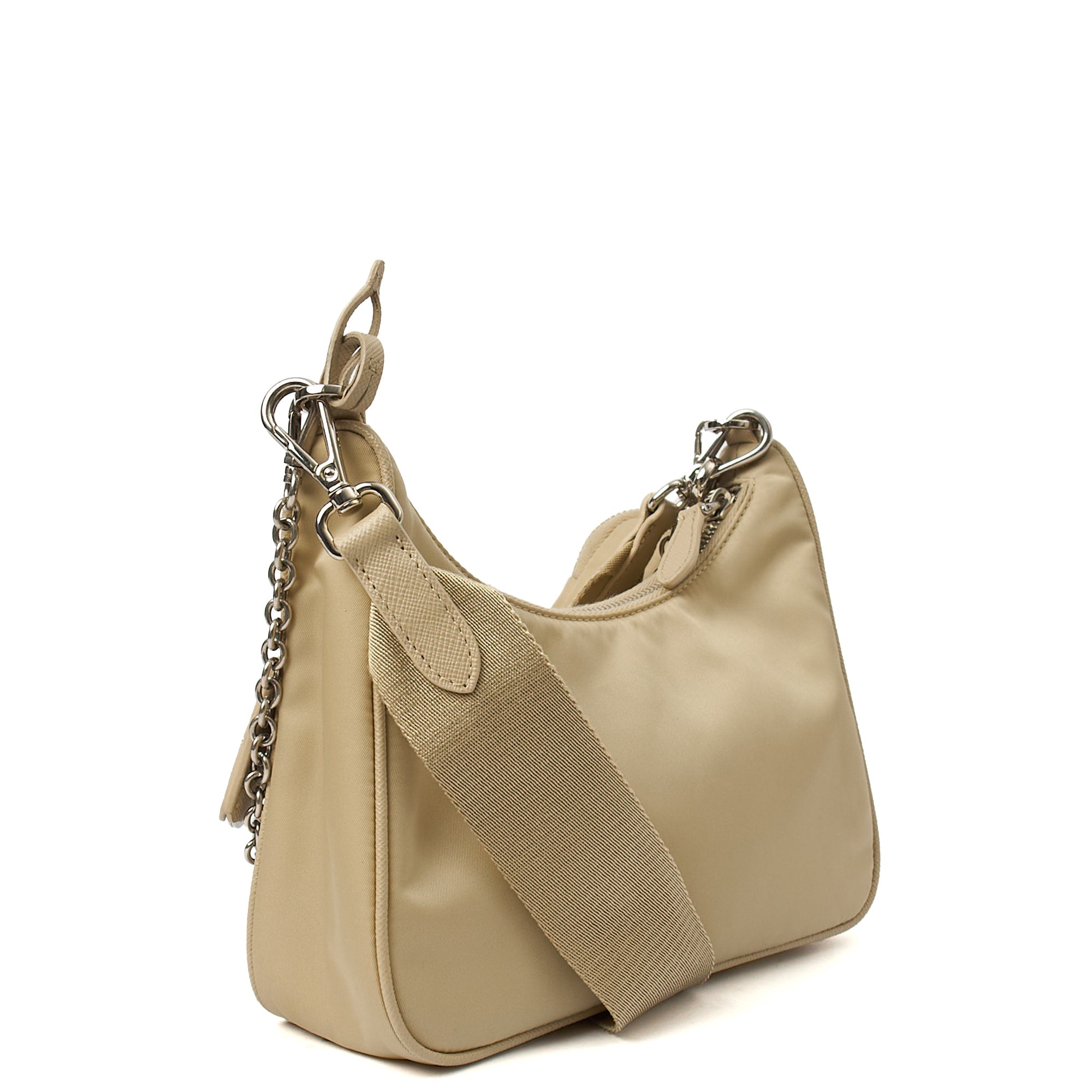 Prada Cross Body Re-Edition 2000 Shoulder Bag in Deserto, Nylon — Back View
